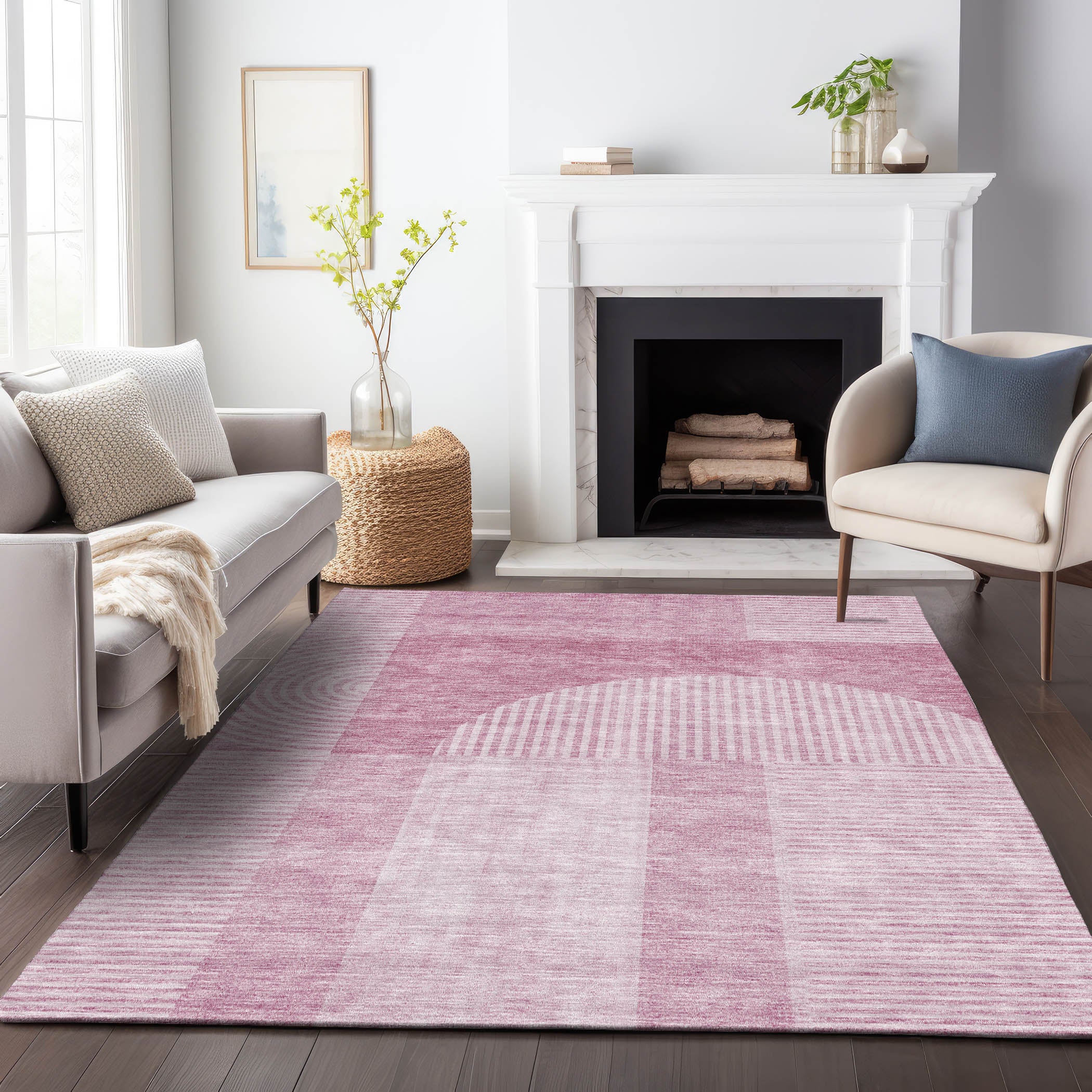 Athens Machine Washable Transitional Blush Pink Rug 2'6" x 3'10" #shape_Rectangle