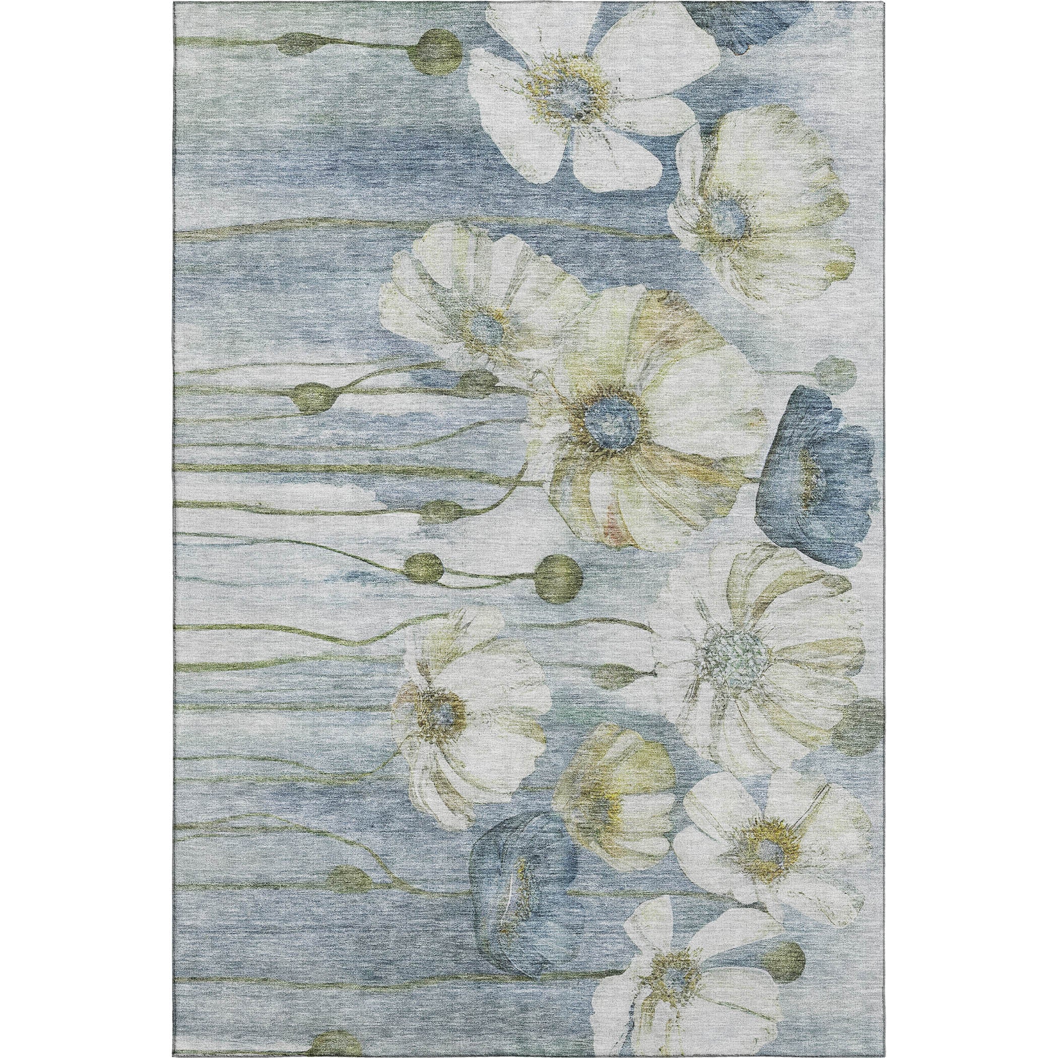 Split Machine Washable Transitional Blue Rug 2'6" x 3'10" #shape_Rectangle