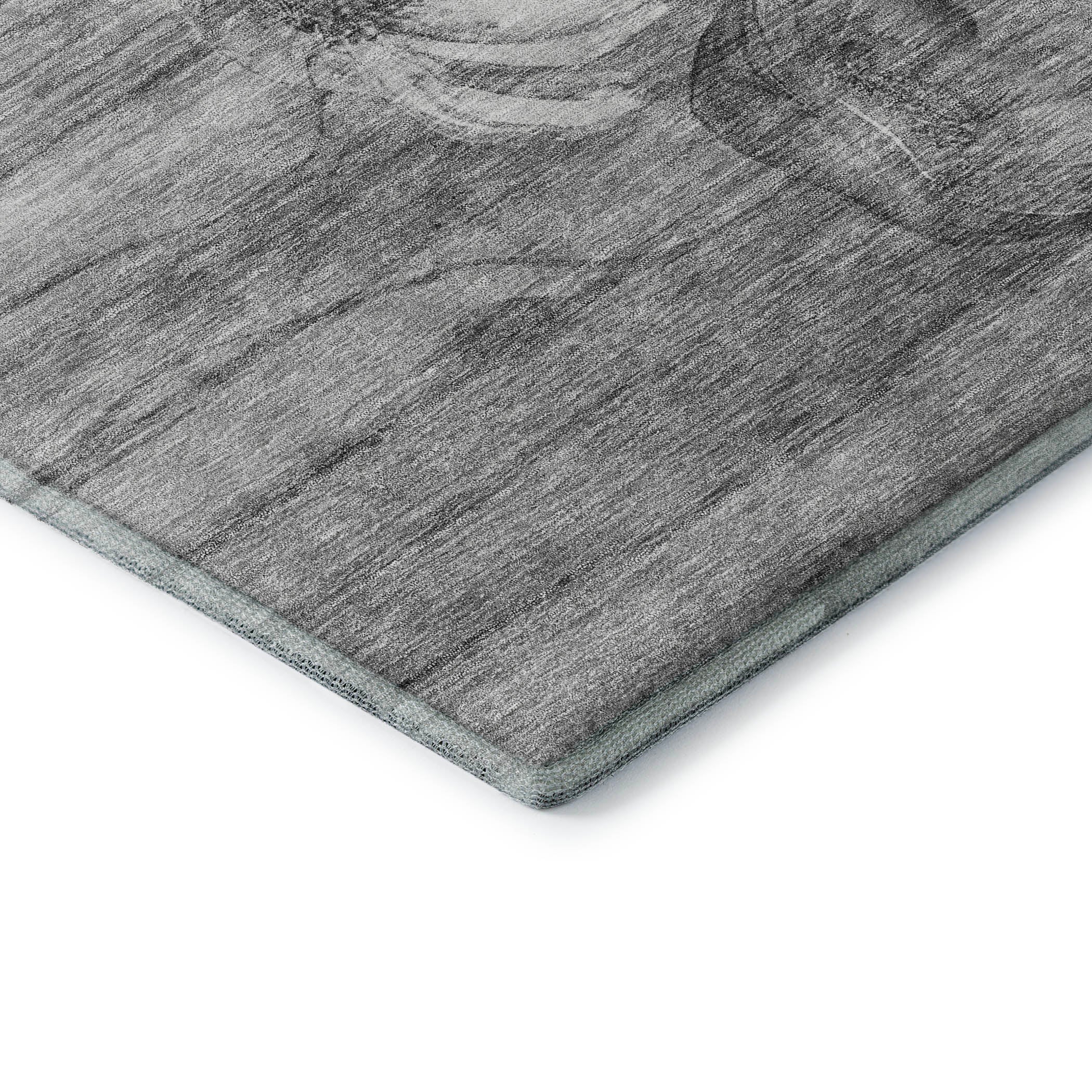 Split Machine Washable Transitional Gray Rug 1'8" x 2'6" #shape_Rectangle