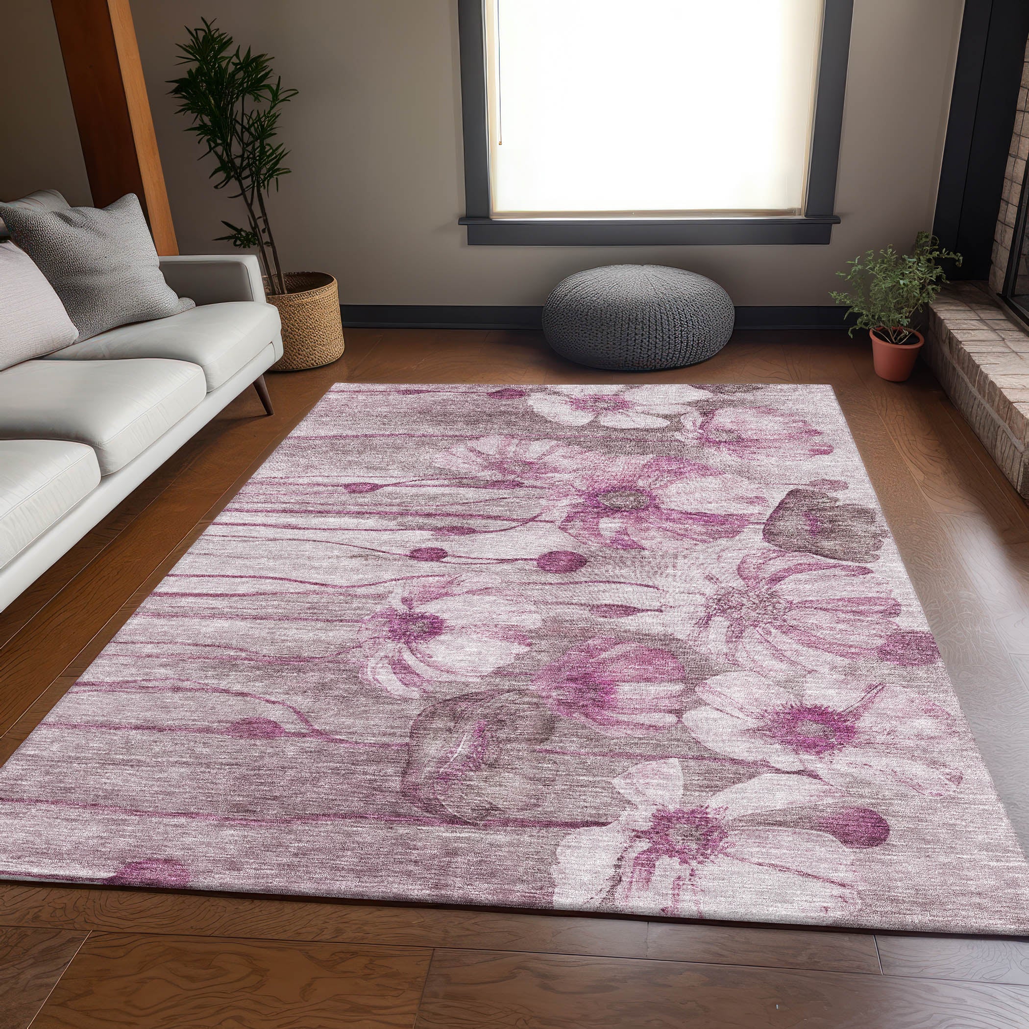 Split Machine Washable Transitional Plum Purple Rug 2'6" x 3'10" #shape_Rectangle
