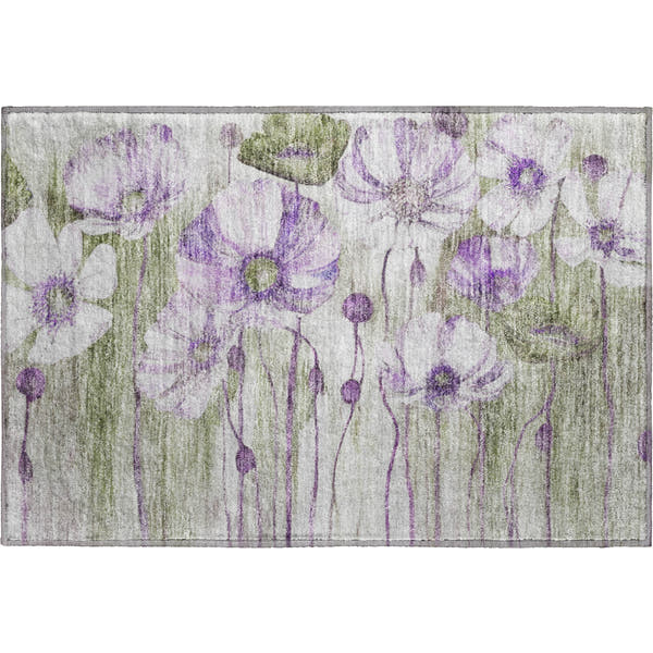 Split Machine Washable Transitional Purple Rug 1'8" x 2'6"