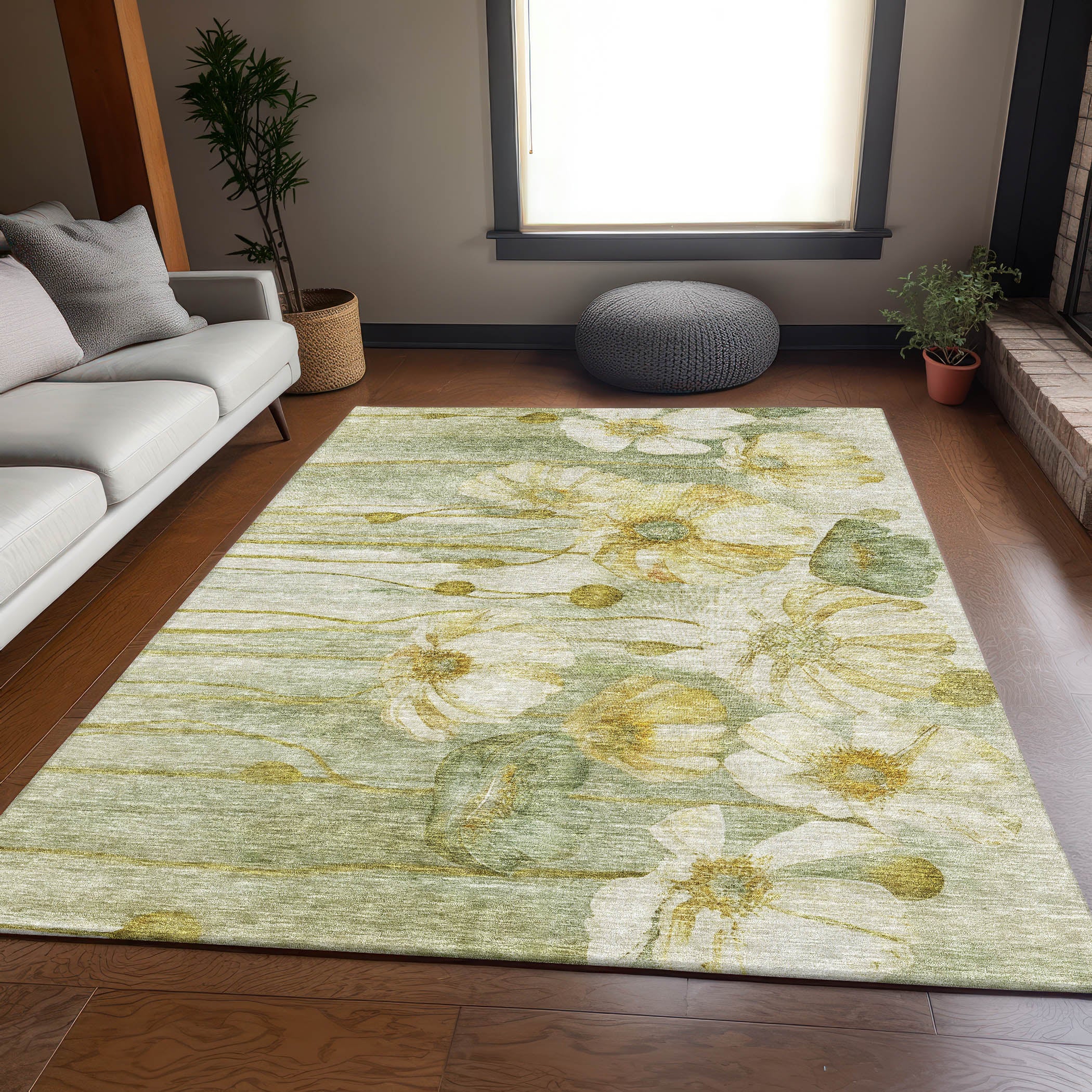 Split Machine Washable Transitional Sage Green Rug 2'6" x 3'10" #shape_Rectangle