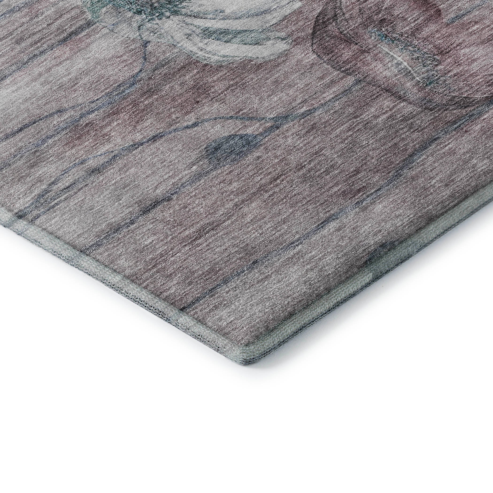 Split Machine Washable Transitional Teal Rug 1'8" x 2'6" #shape_Rectangle