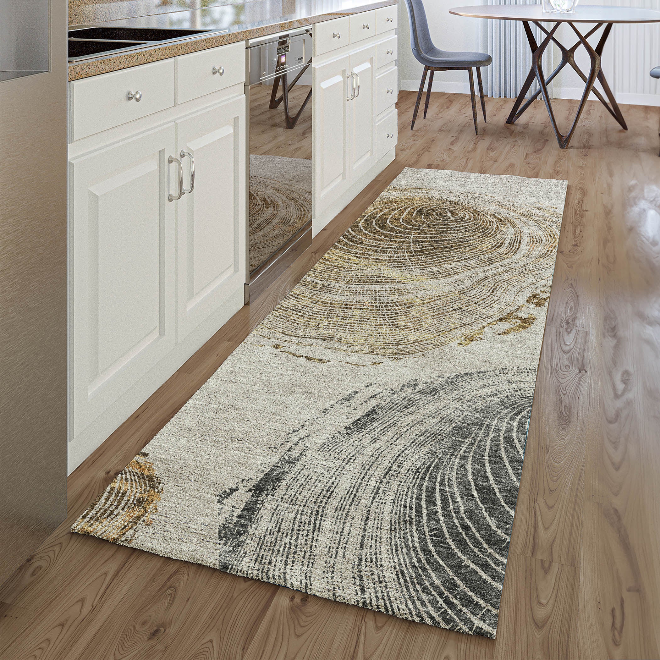 Seville Machine Washable Transitional Taupe Brown Rug 2'3" x 7'6" #shape_Runner