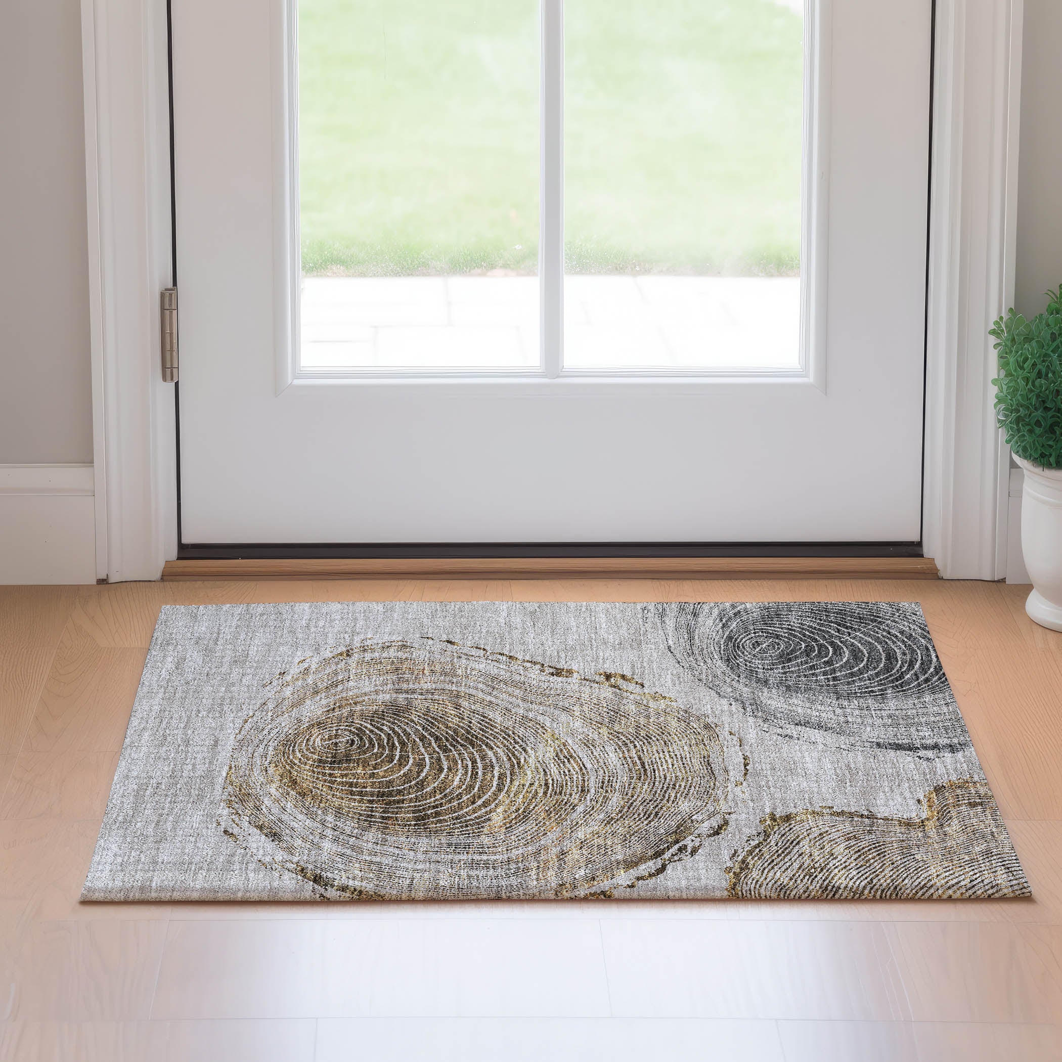 Seville Machine Washable Transitional Taupe Brown Rug 1'8" x 2'6" #shape_Rectangle