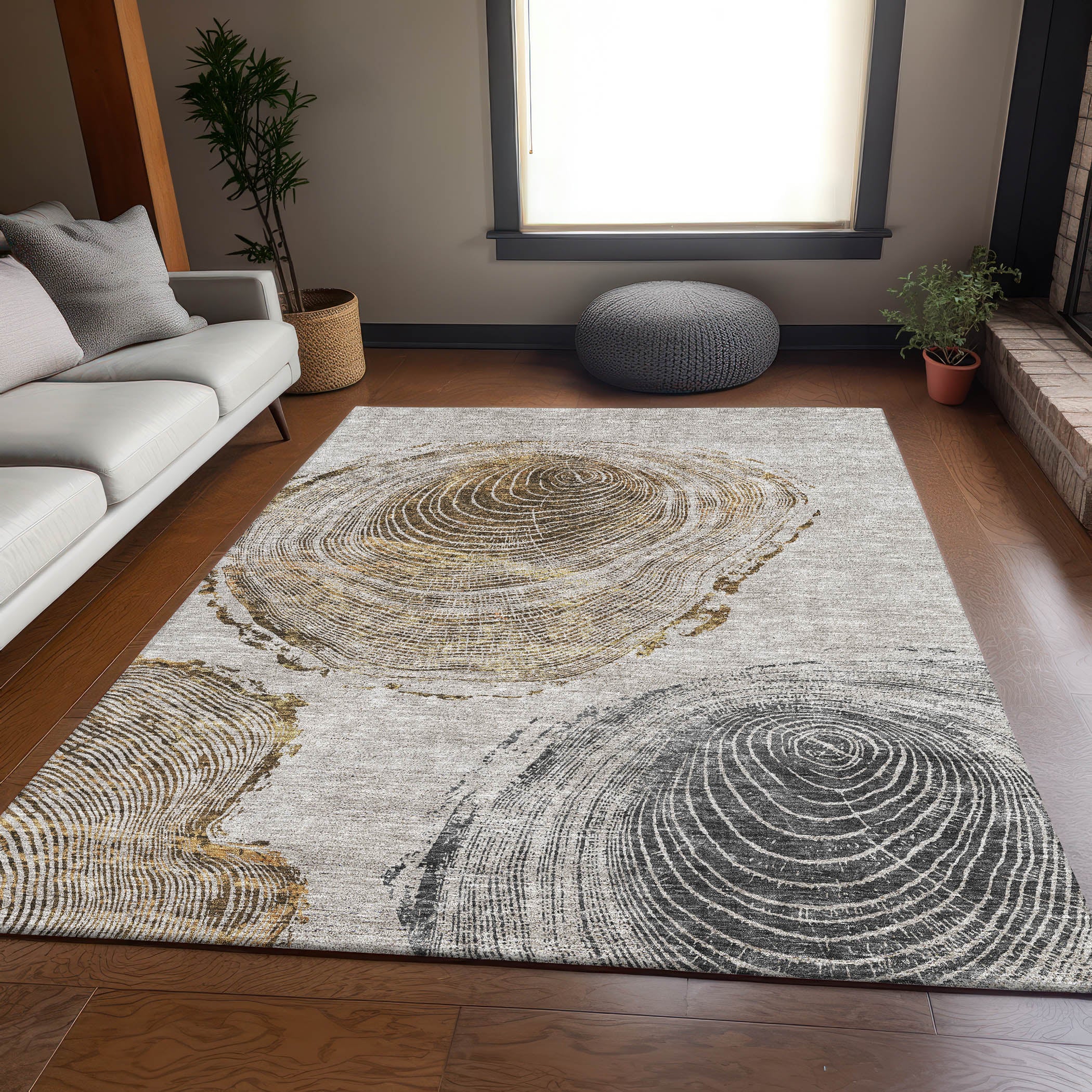 Seville Machine Washable Transitional Taupe Brown Rug 2'6" x 3'10" #shape_Rectangle