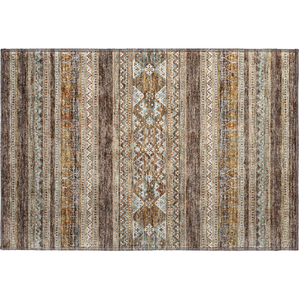 Cartagena Machine Washable Transitional Chocolate Brown Rug 1'8" x 2'6"