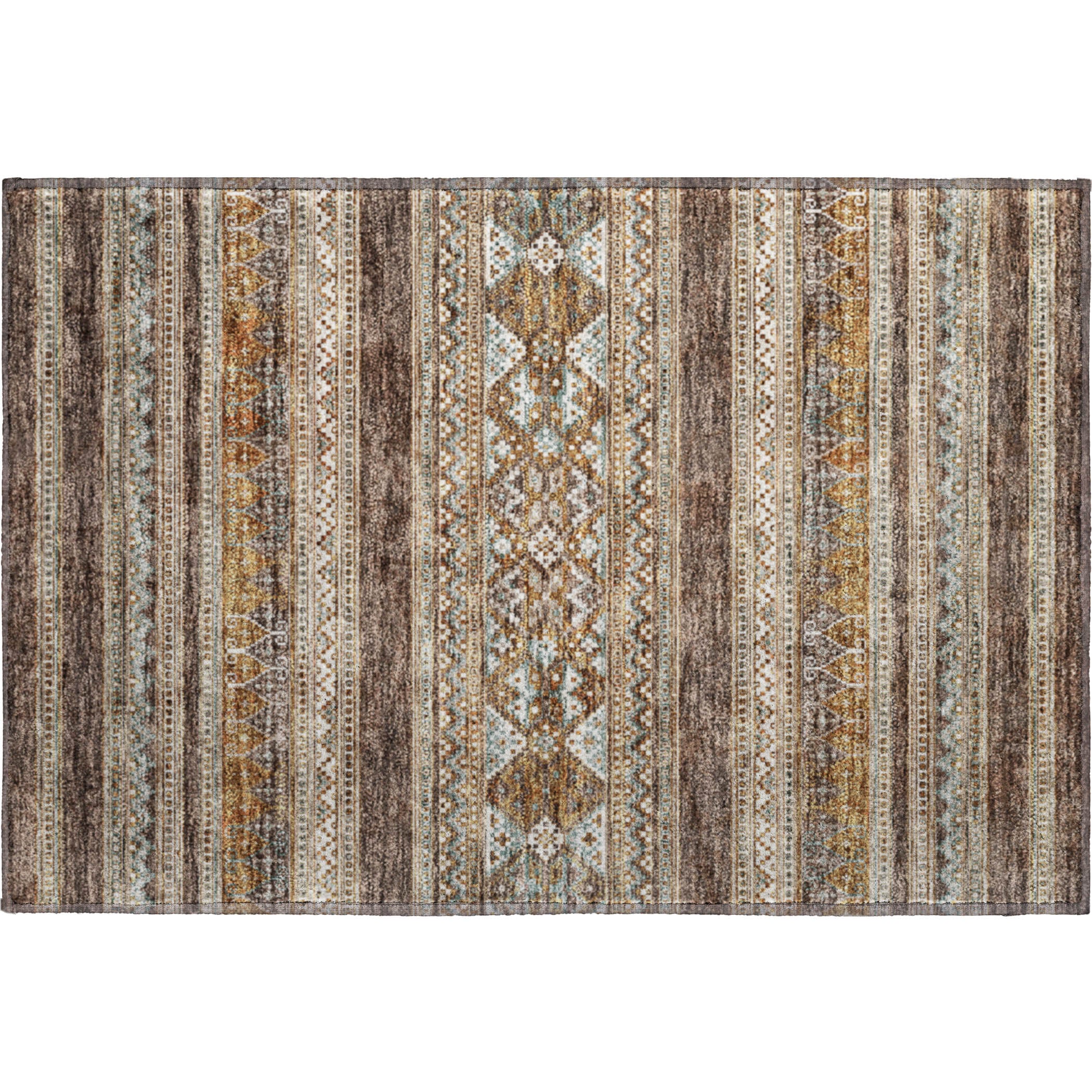 Cartagena Machine Washable Transitional Chocolate Brown Rug 1'8" x 2'6" #shape_Rectangle