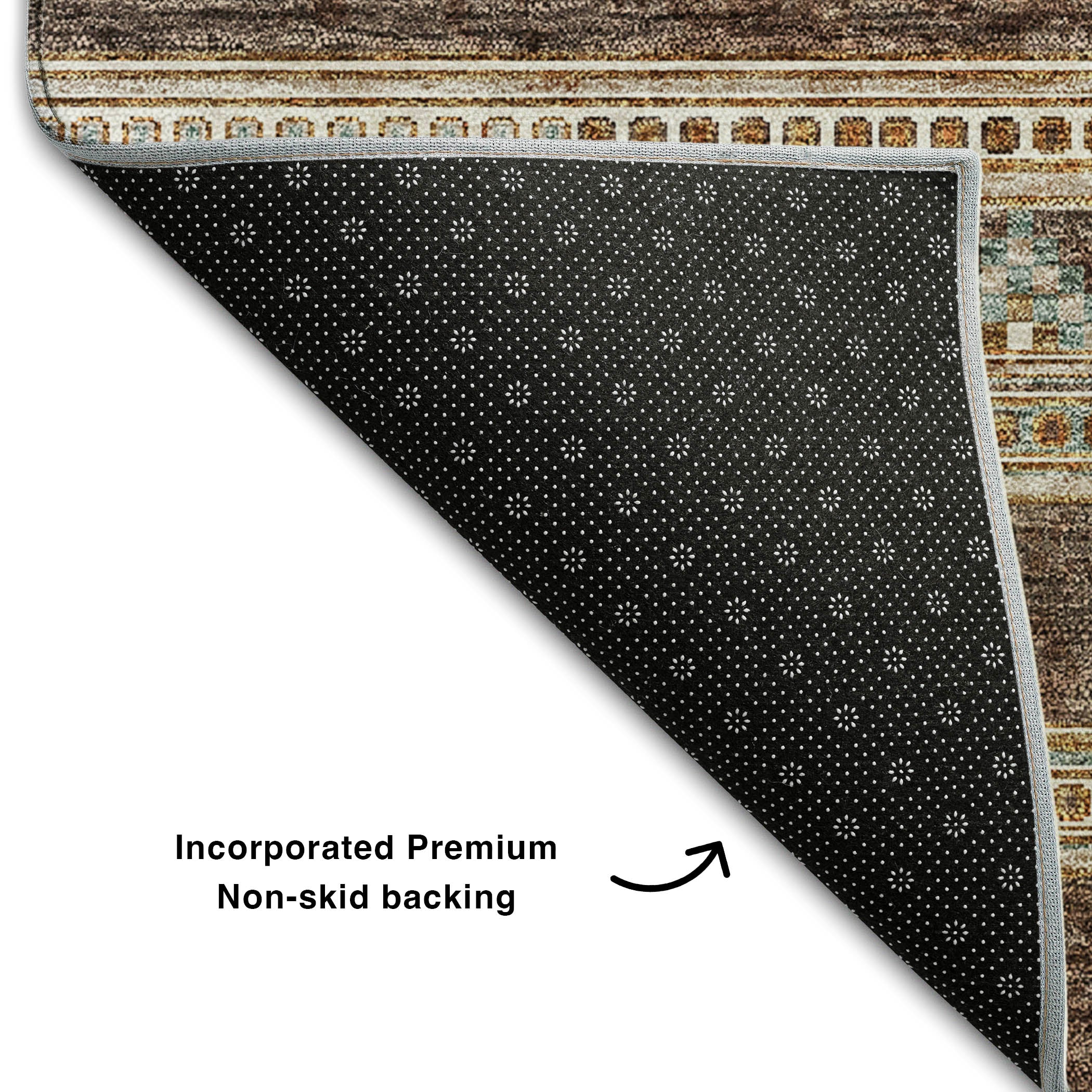 Cartagena Machine Washable Transitional Chocolate Brown Rug 1'8" x 2'6" #shape_Rectangle