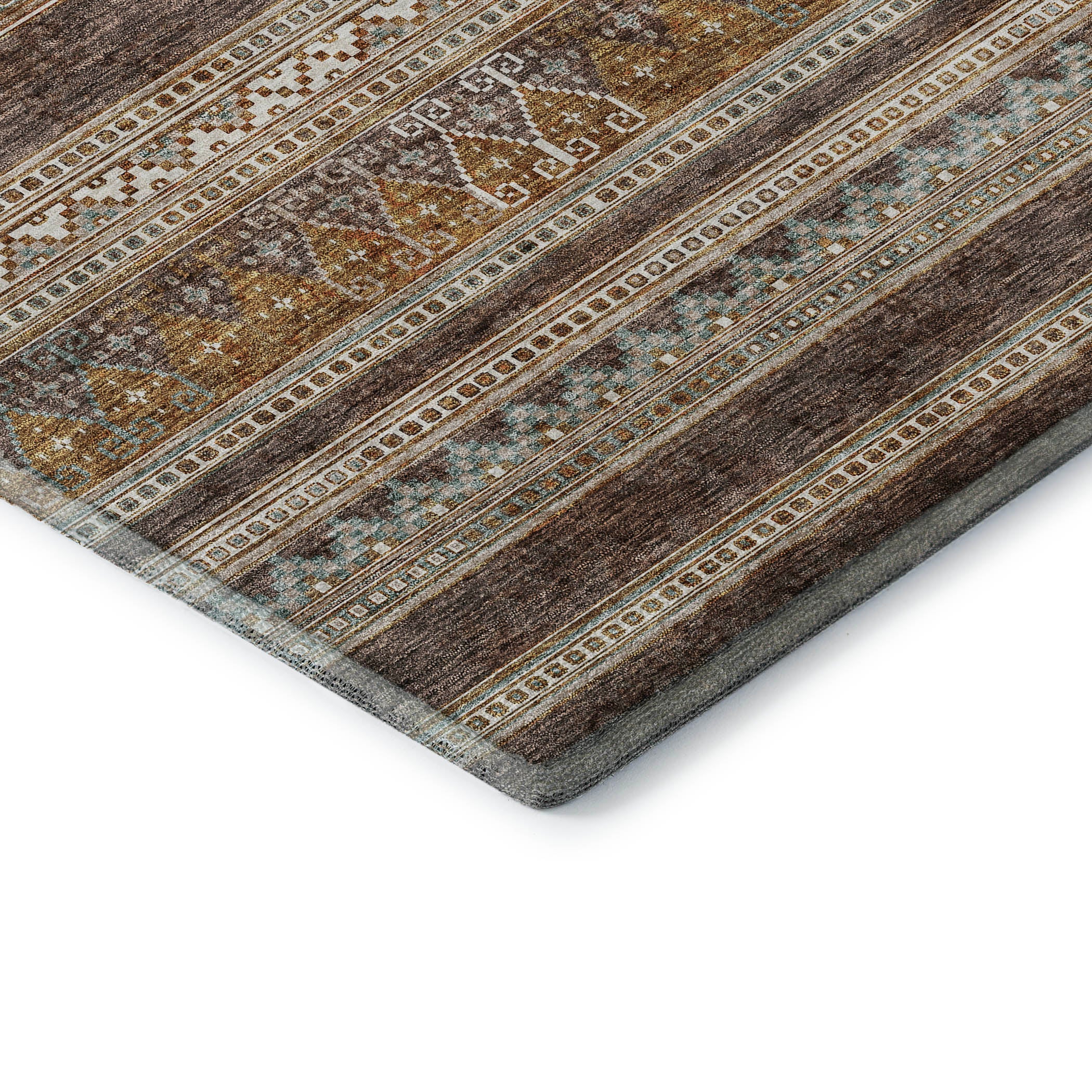 Cartagena Machine Washable Transitional Chocolate Brown Rug 1'8" x 2'6" #shape_Rectangle