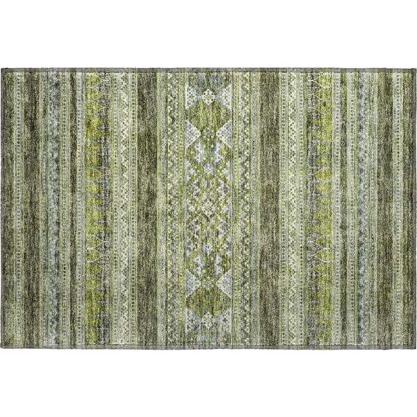 Cartagena Machine Washable Transitional Olive Green Rug 1'8" x 2'6"