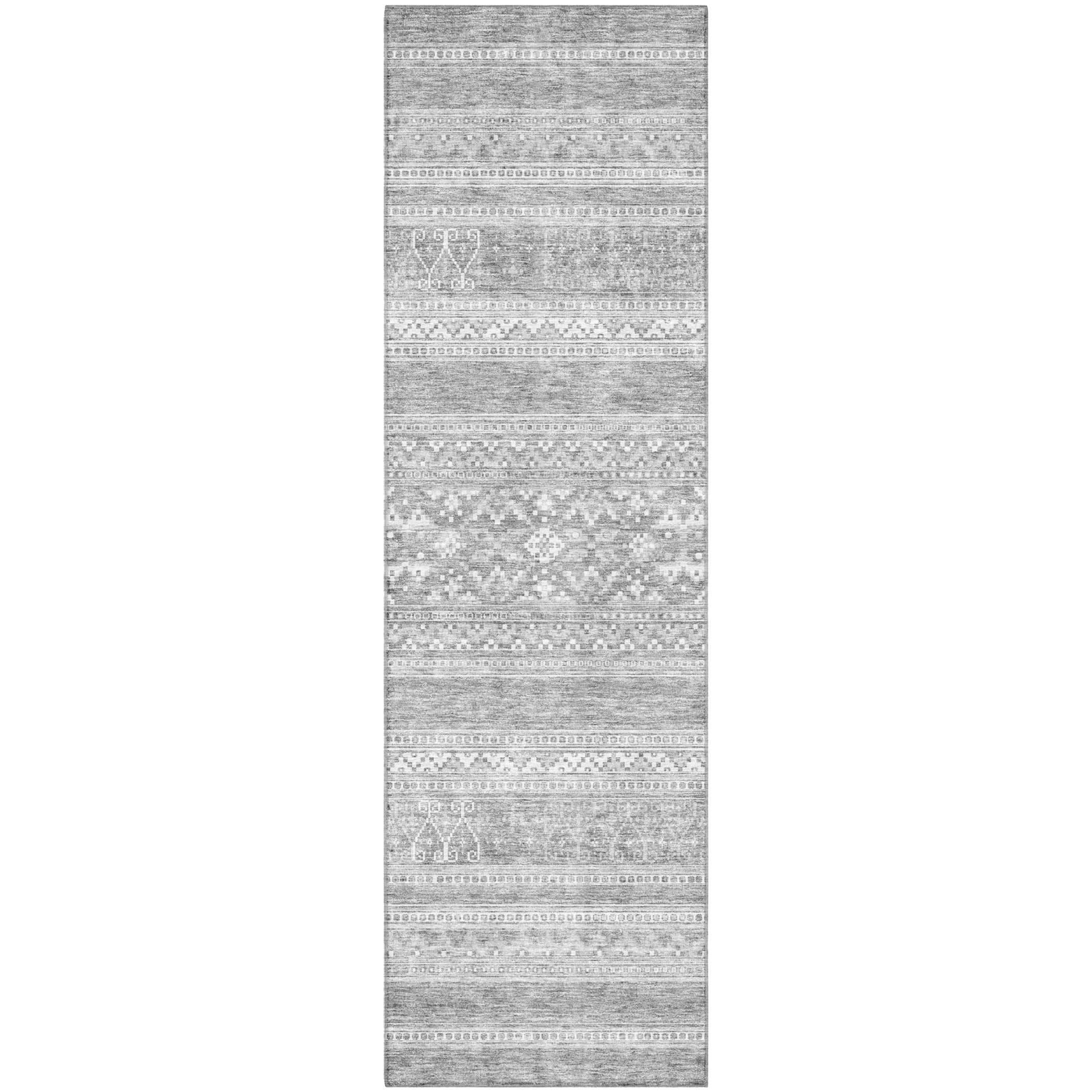 Cartagena Machine Washable Transitional Silver Gray Rug 2'3" x 7'6" #shape_Runner