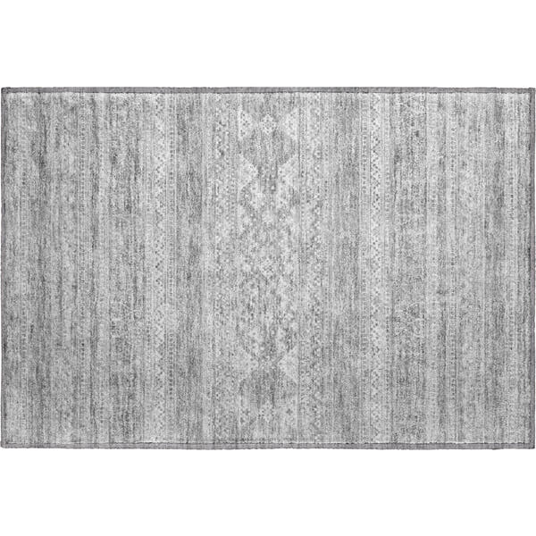 Cartagena Machine Washable Transitional Silver Gray Rug 1'8" x 2'6"