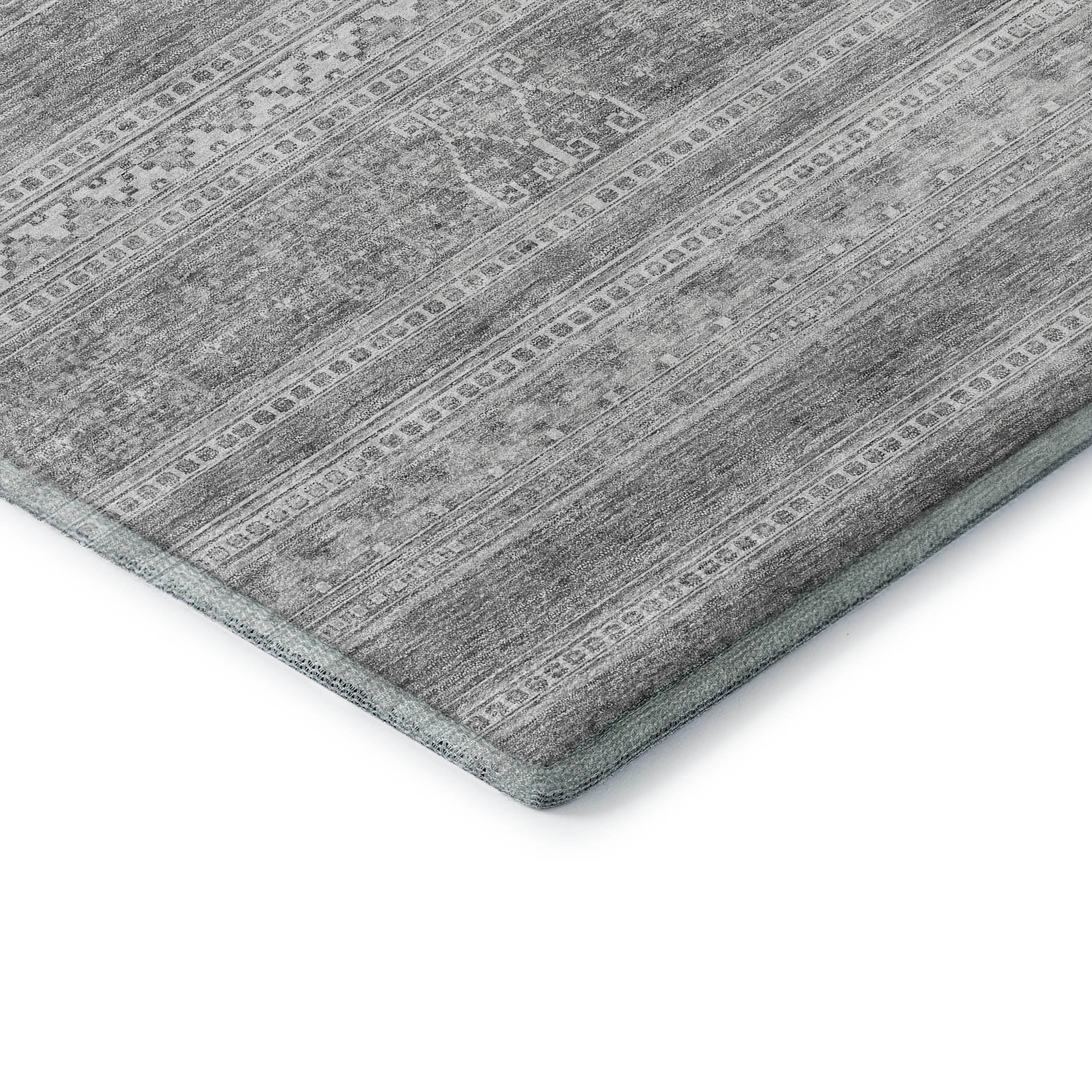 Cartagena Machine Washable Transitional Silver Gray Rug 1'8" x 2'6" #shape_Rectangle