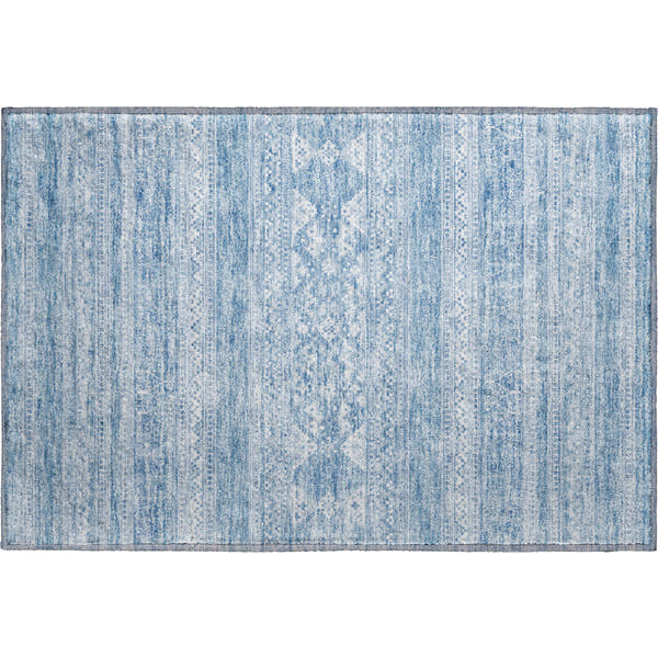 Cartagena Machine Washable Transitional Sky Blue Rug 1'8" x 2'6"