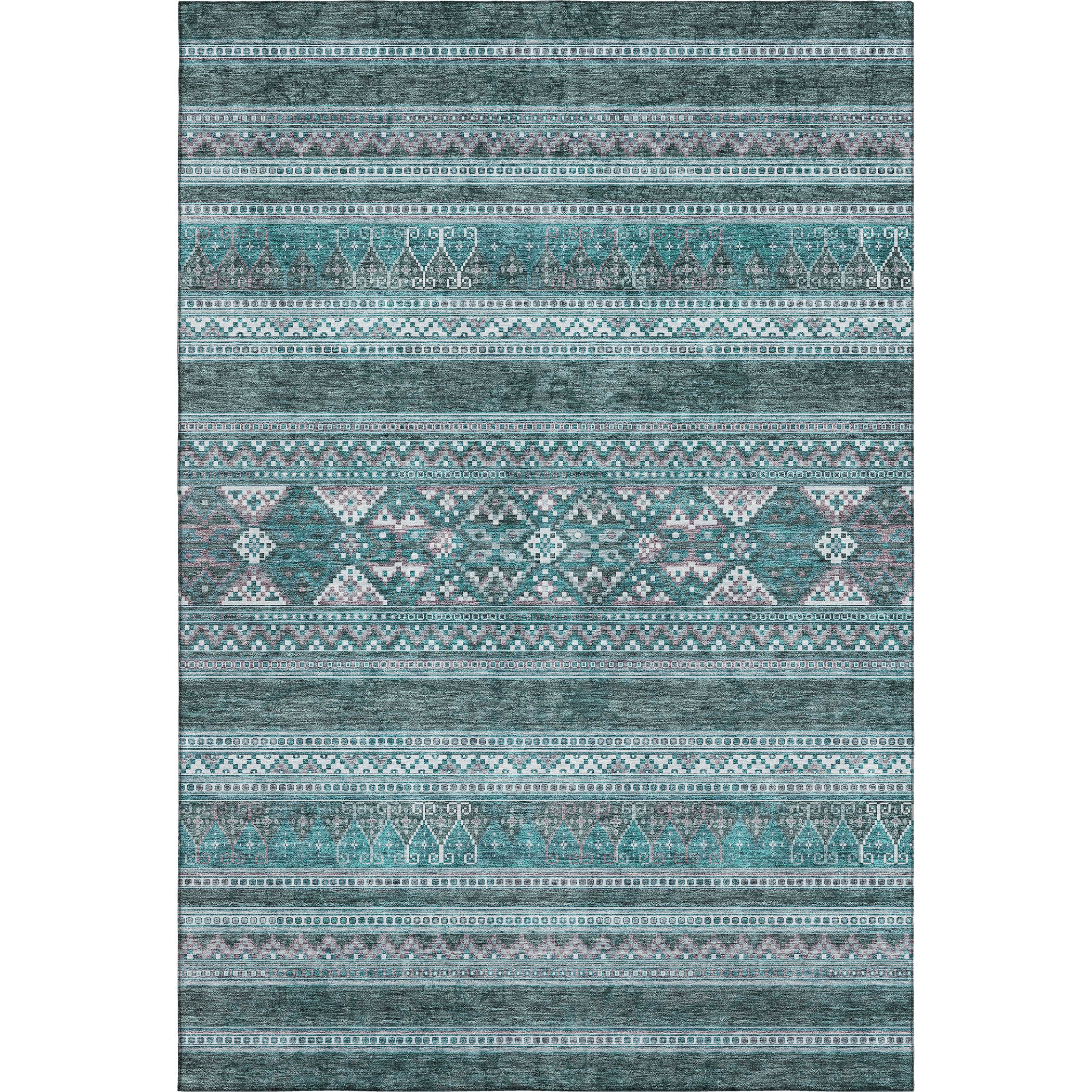 Cartagena Machine Washable Transitional Teal Rug 2'6" x 3'10" #shape_Rectangle