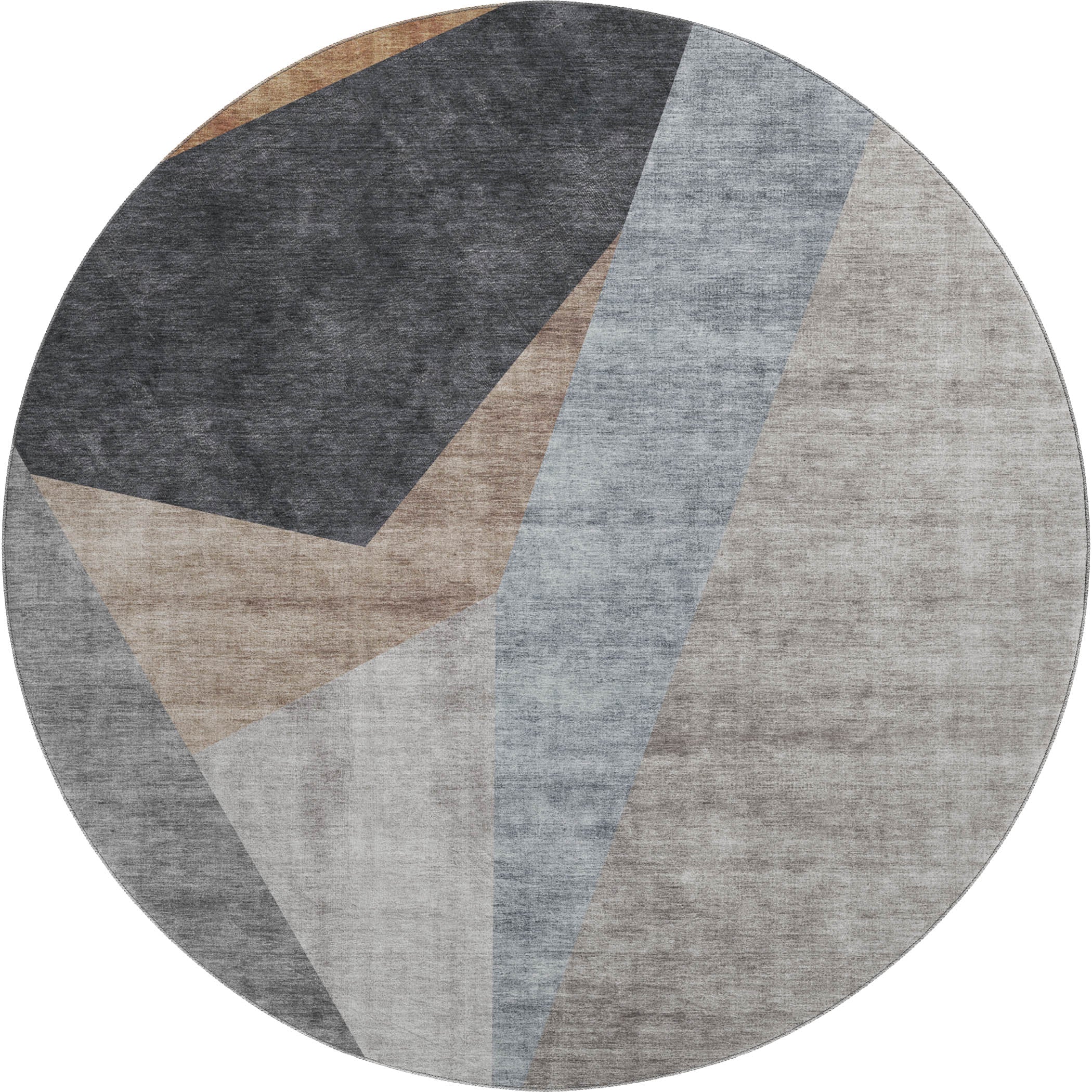 Sarajevo Machine Washable Transitional Taupe Brown Rug 8' x 8' #shape_Round