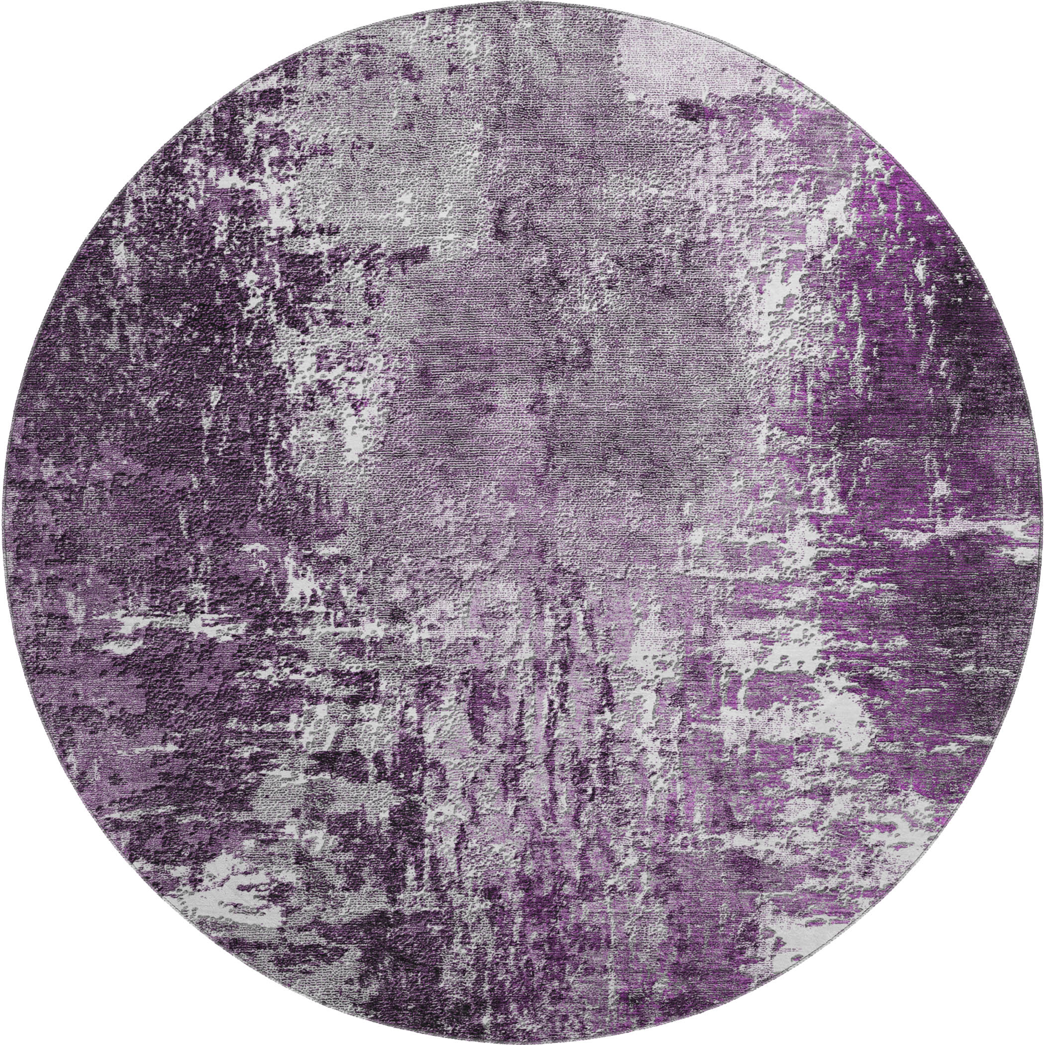 Queenstown Machine Washable Transitional Eggplant Purple Rug 8' x 8' #shape_Round