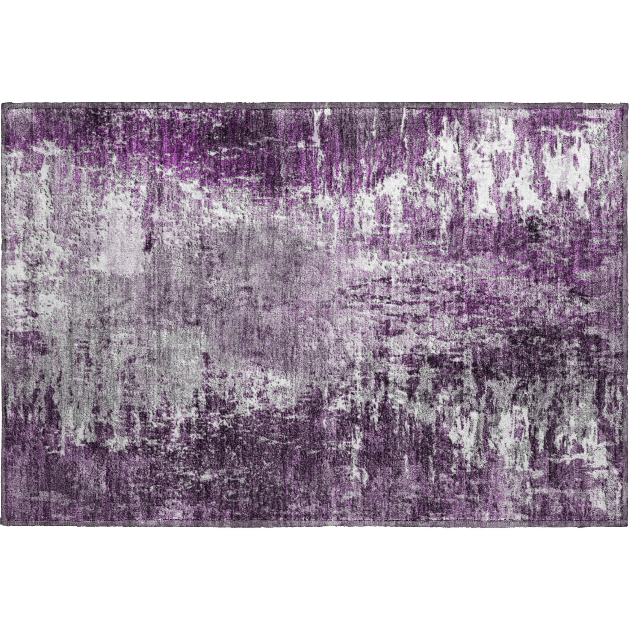 Queenstown Machine Washable Transitional Eggplant Purple Rug 1'8" x 2'6" #shape_Rectangle