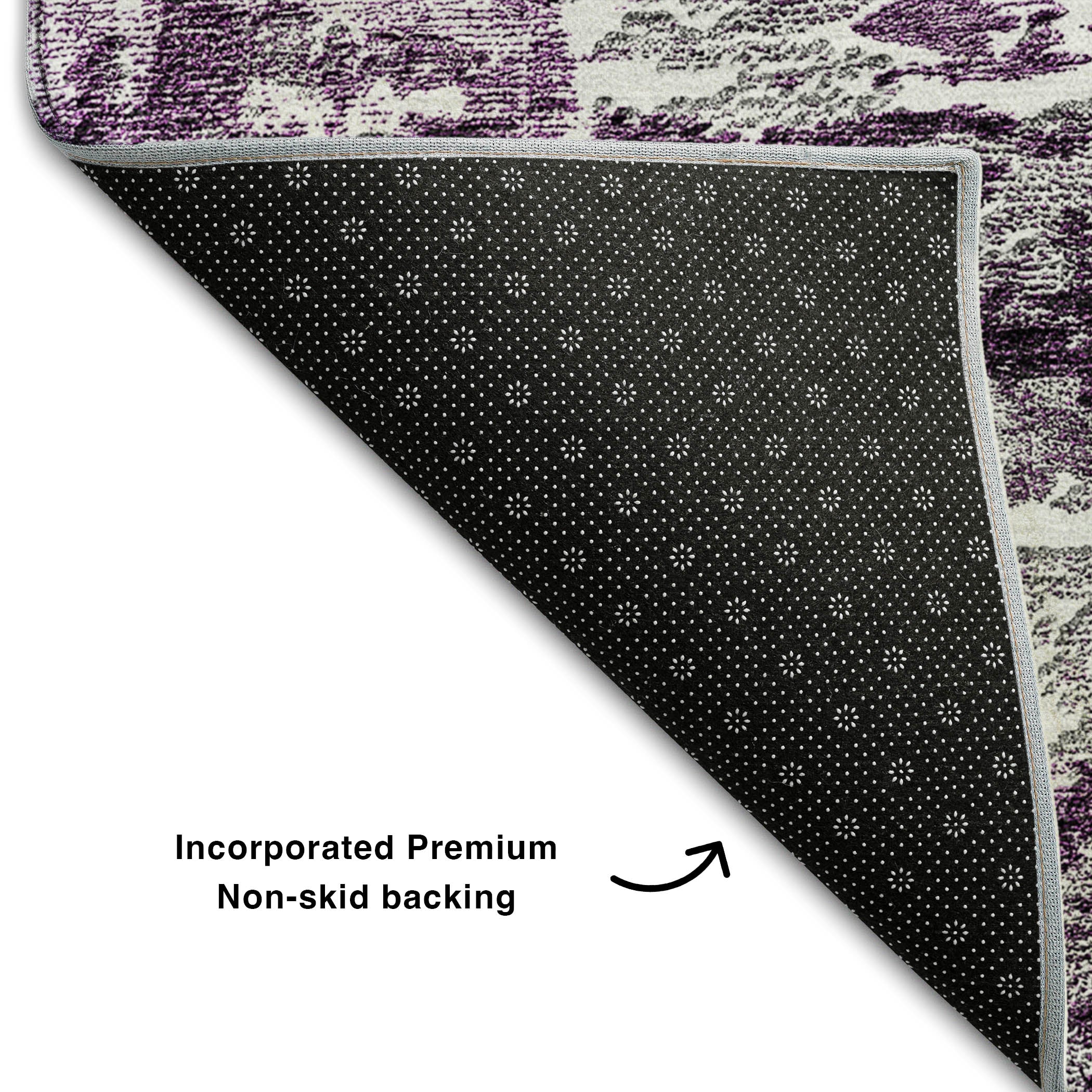 Queenstown Machine Washable Transitional Eggplant Purple Rug 1'8" x 2'6" #shape_Rectangle