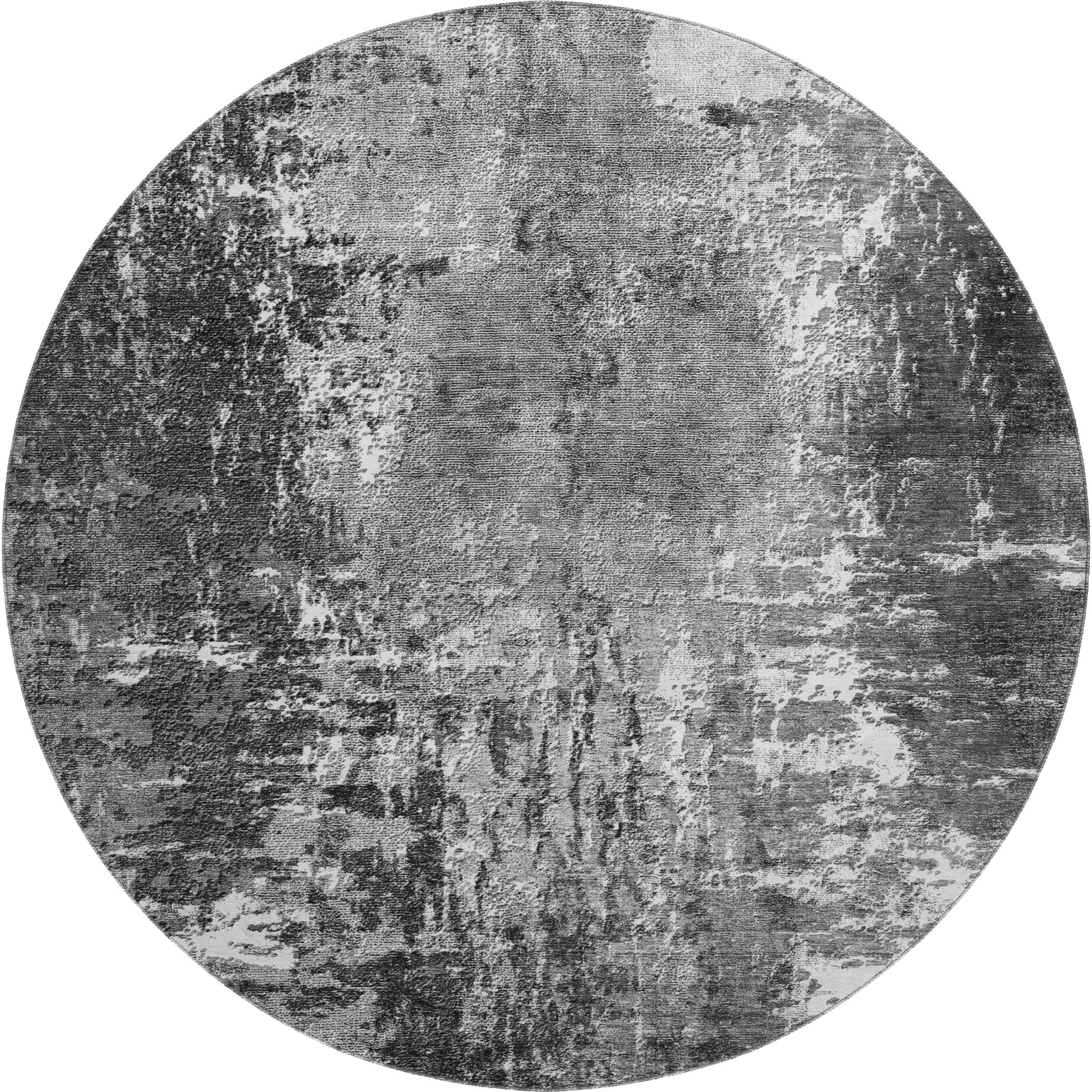 Queenstown Machine Washable Transitional Gray Rug 8' x 8' #shape_Round