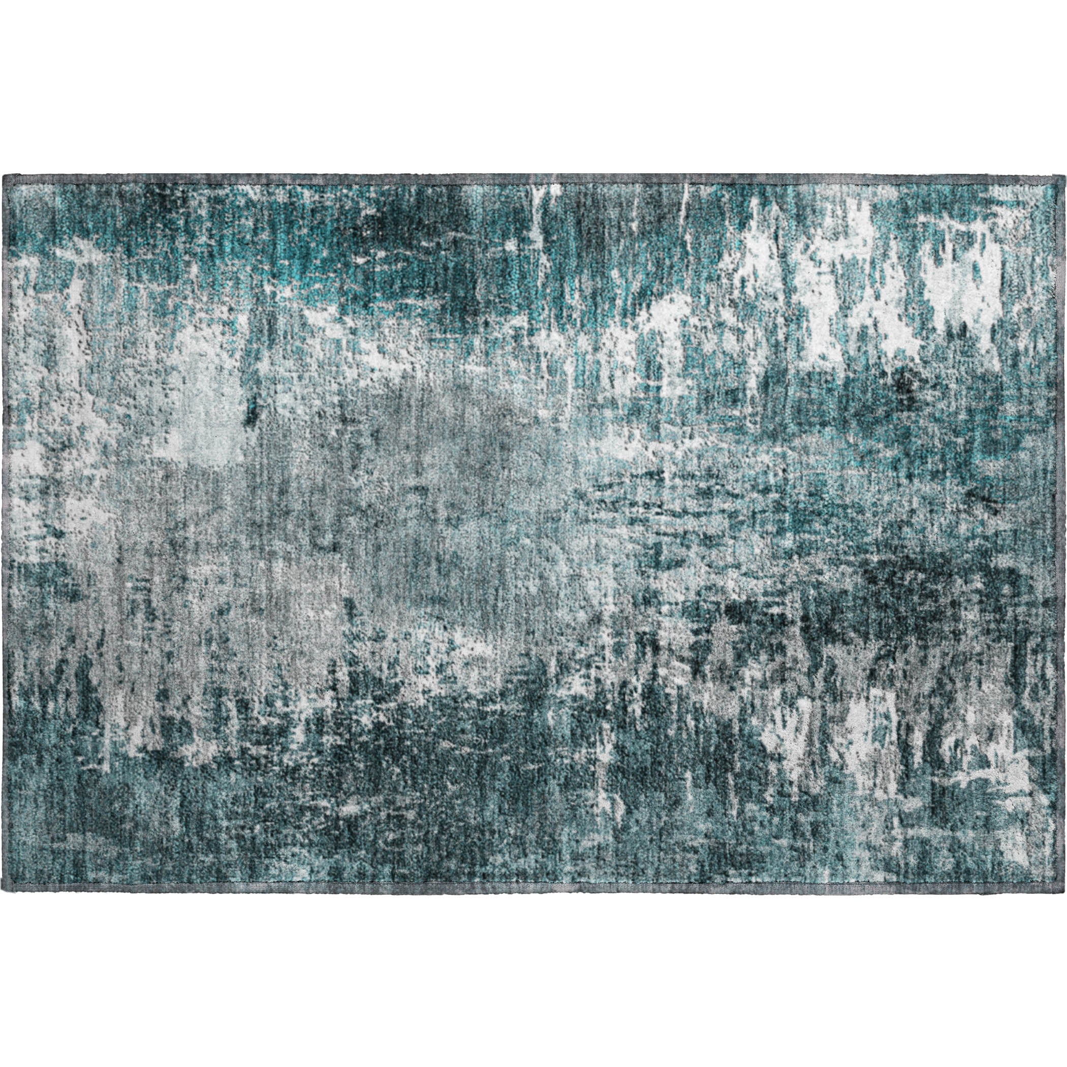 Queenstown Machine Washable Transitional Teal Rug 1'8" x 2'6" #shape_Rectangle