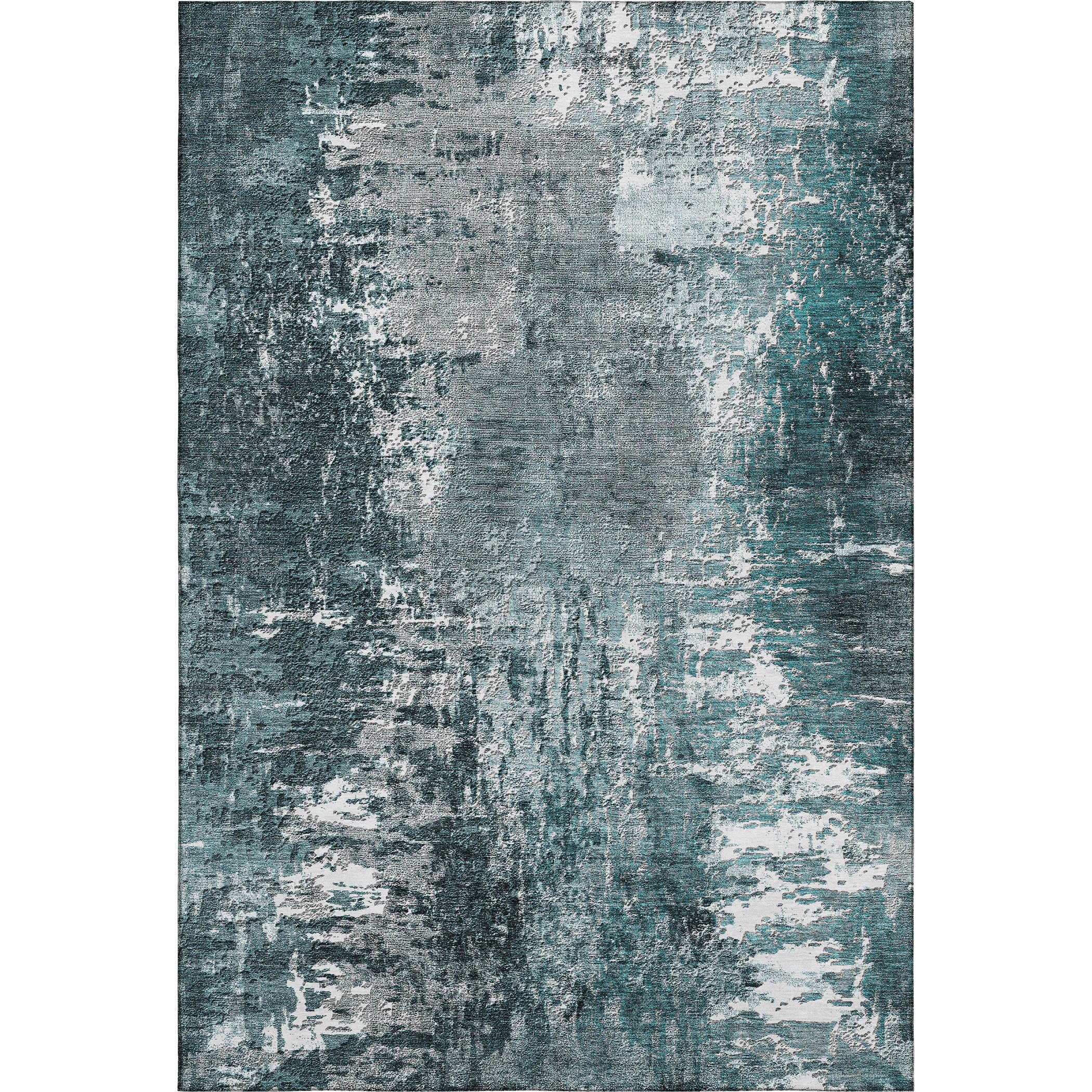 Queenstown Machine Washable Transitional Teal Rug 2'6" x 3'10" #shape_Rectangle