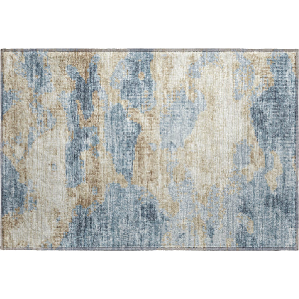 Florence Machine Washable Transitional Blue Rug 1'8" x 2'6"