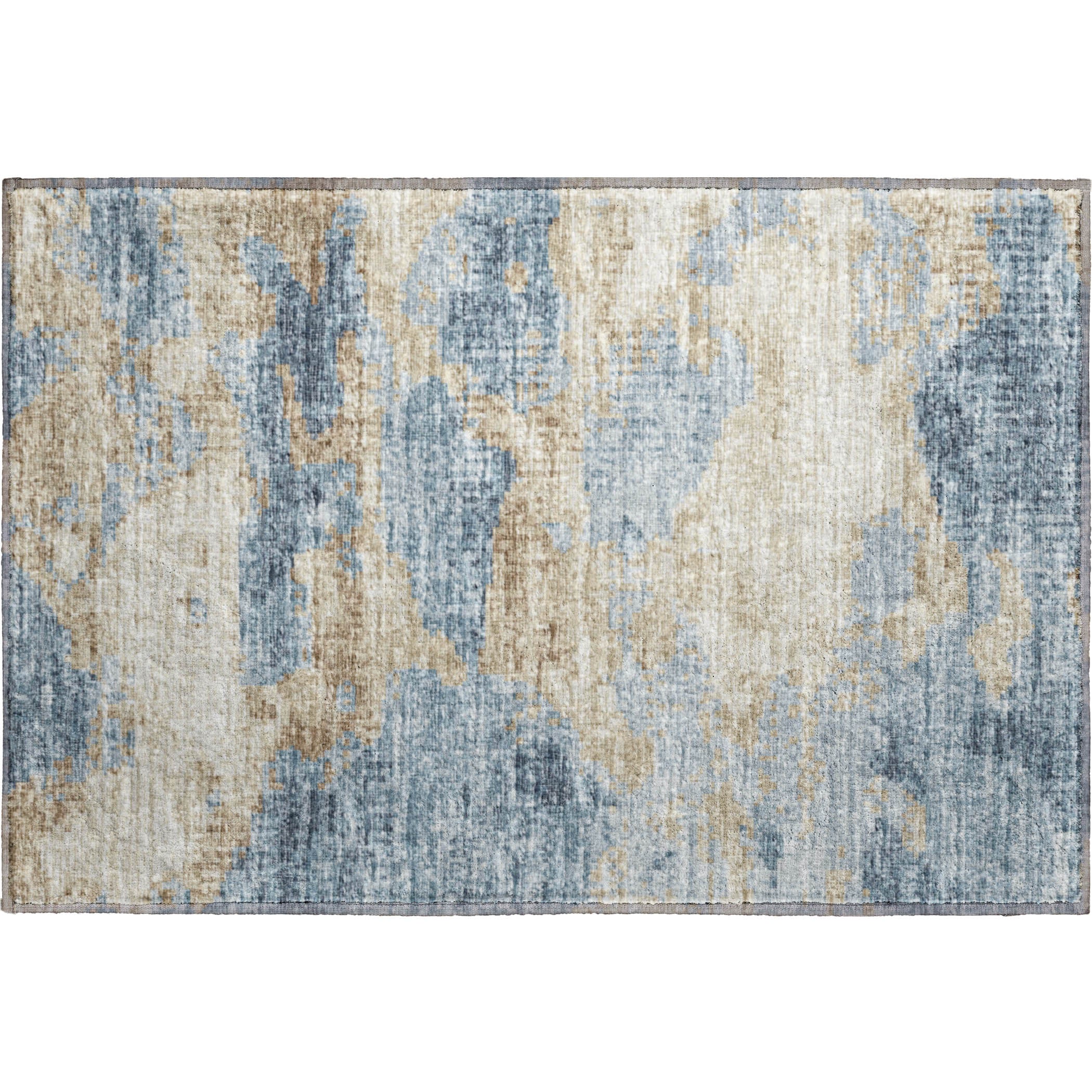 Florence Machine Washable Transitional Blue Rug 1'8" x 2'6" #shape_Rectangle