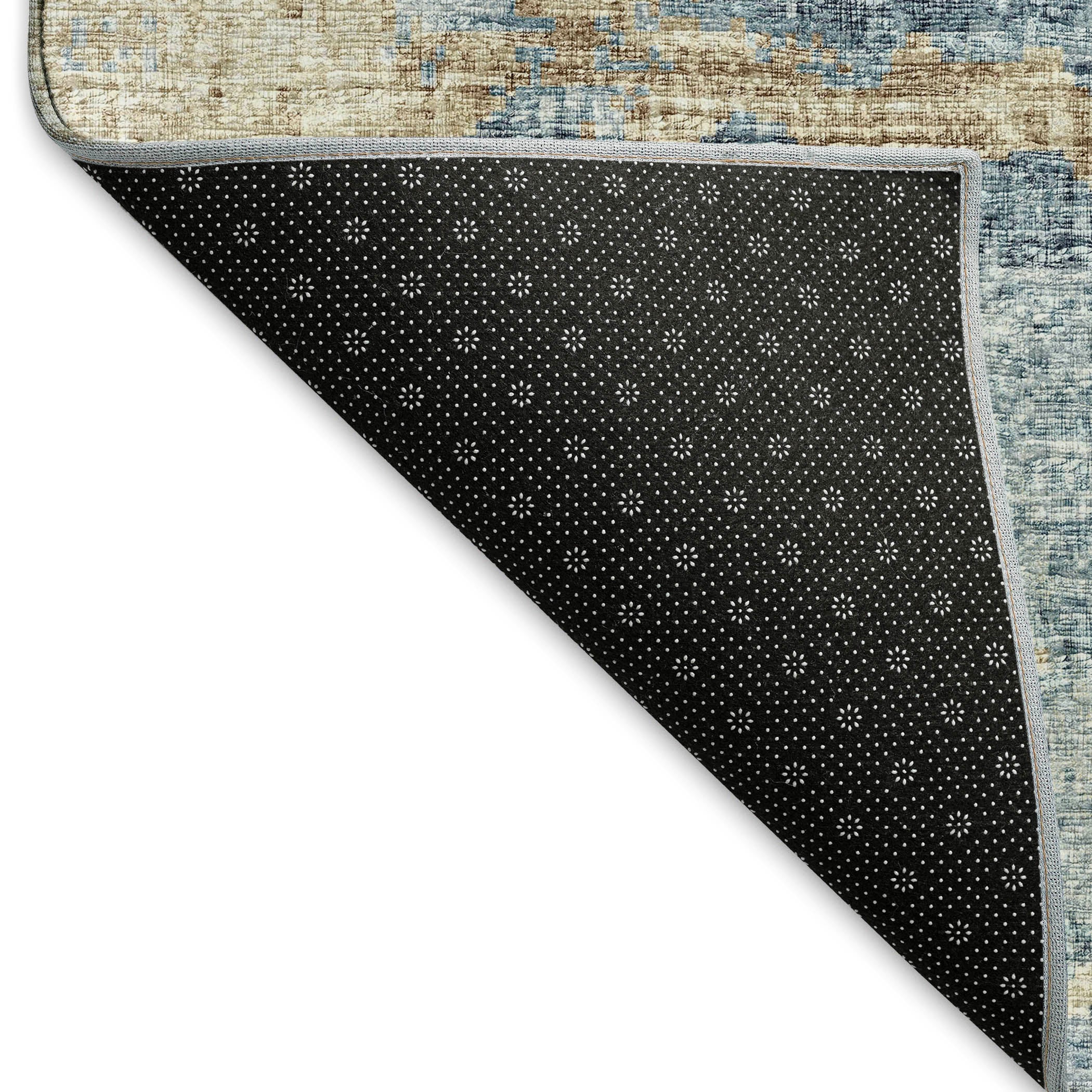 Florence Machine Washable Transitional Blue Rug 1'8" x 2'6" #shape_Rectangle