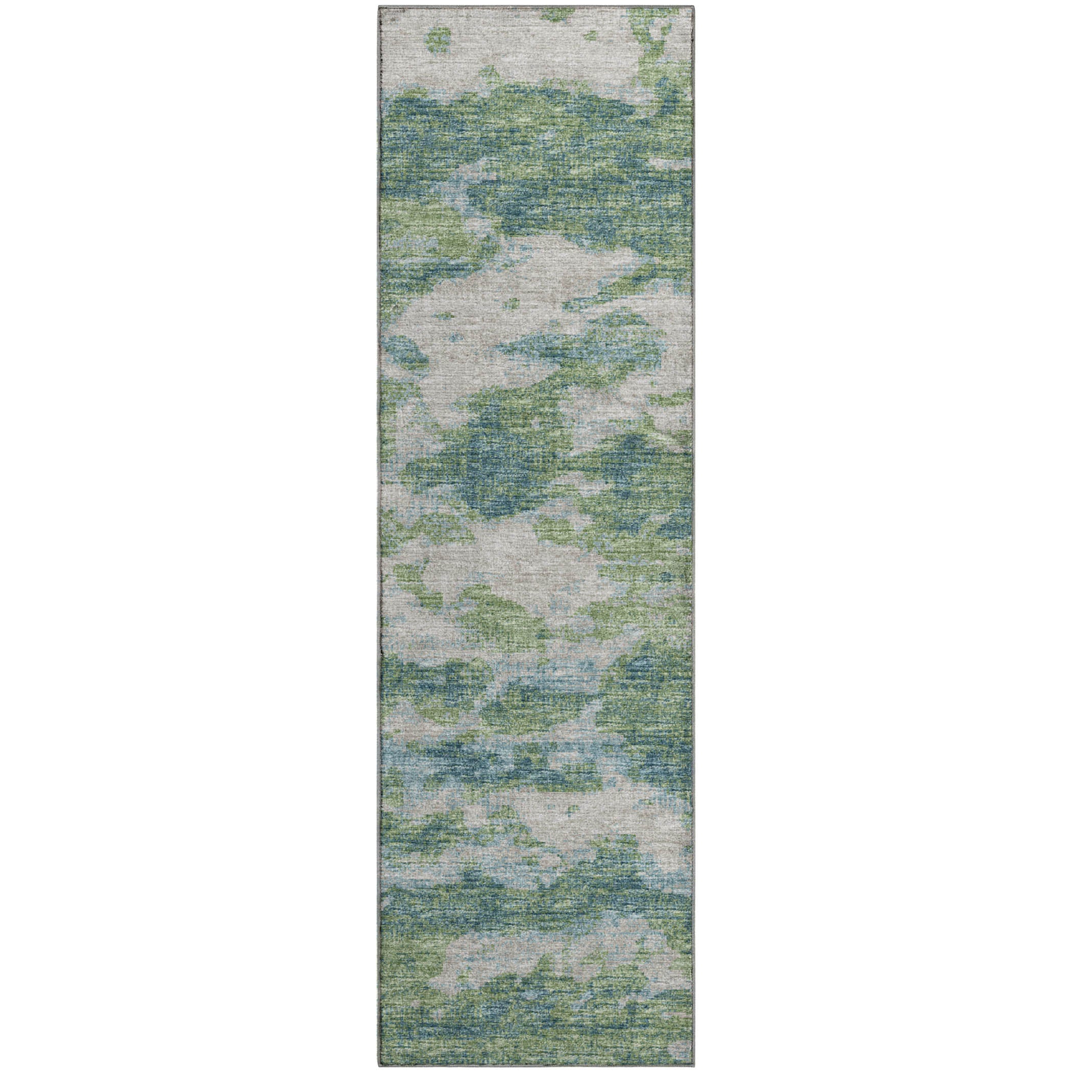 Florence Machine Washable Transitional Green Rug 2'3" x 7'6" #shape_Runner