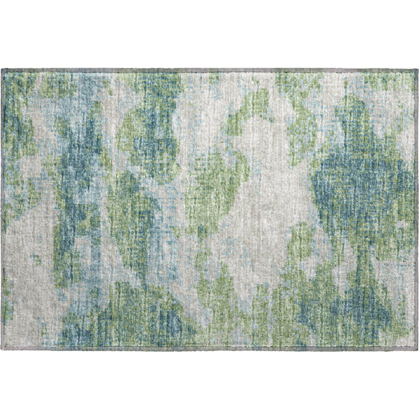 Florence Machine Washable Transitional Green Rug 1'8" x 2'6"