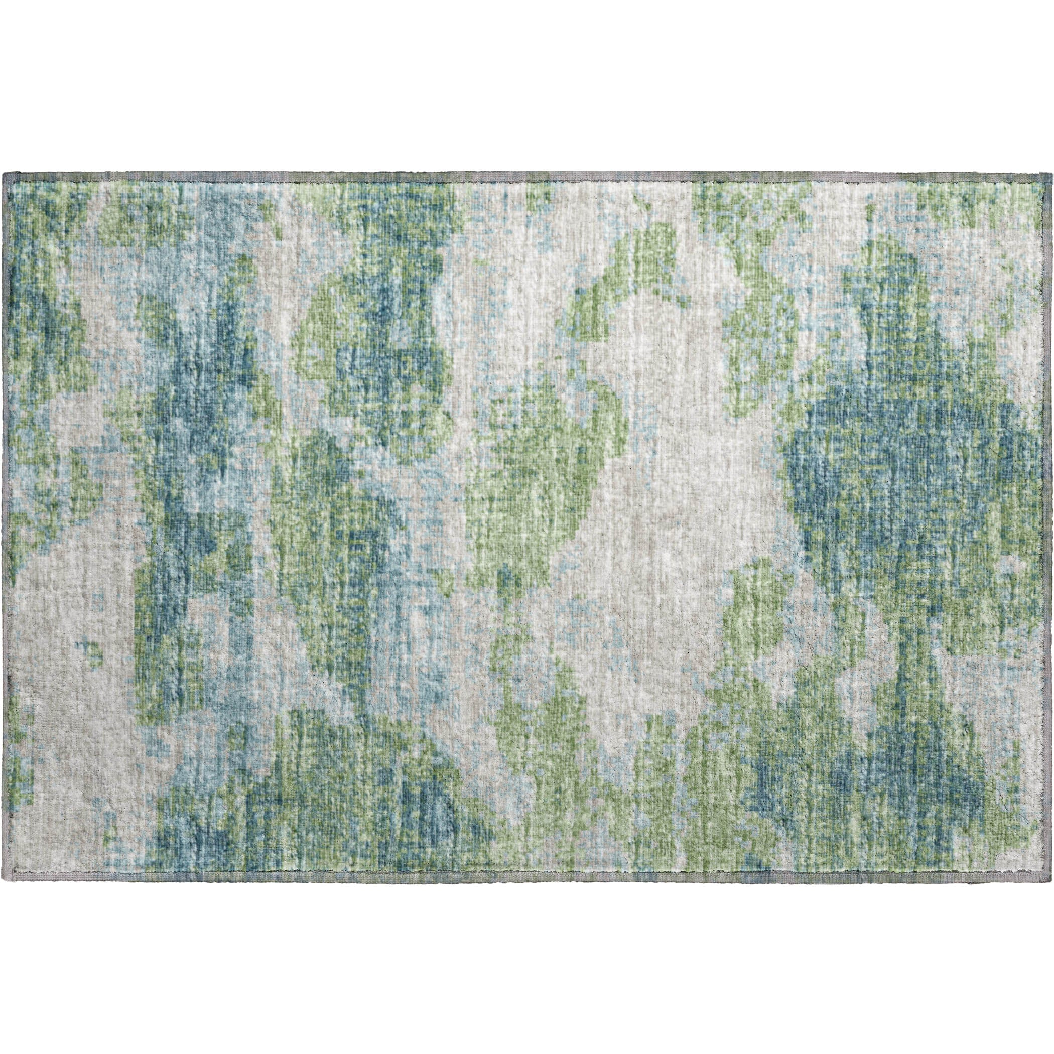 Florence Machine Washable Transitional Green Rug 1'8" x 2'6" #shape_Rectangle
