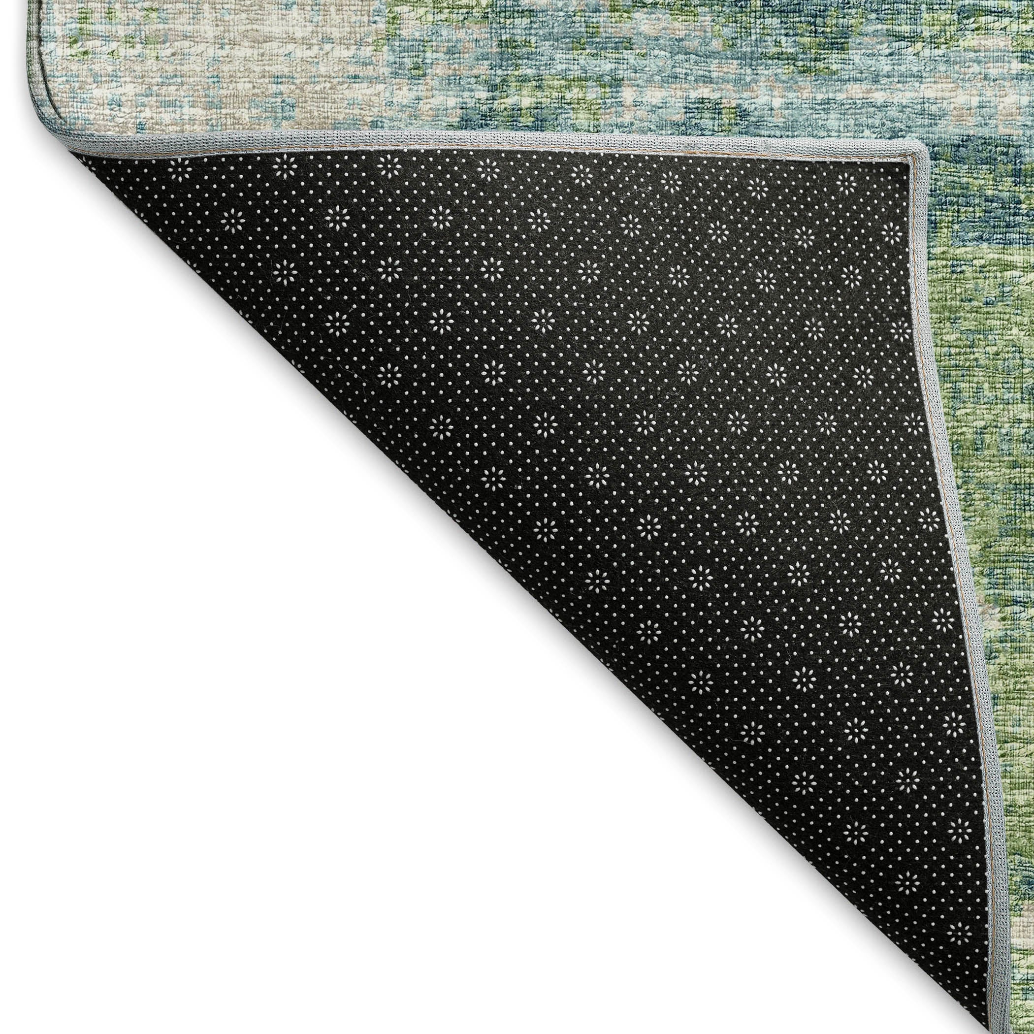 Florence Machine Washable Transitional Green Rug 1'8" x 2'6" #shape_Rectangle