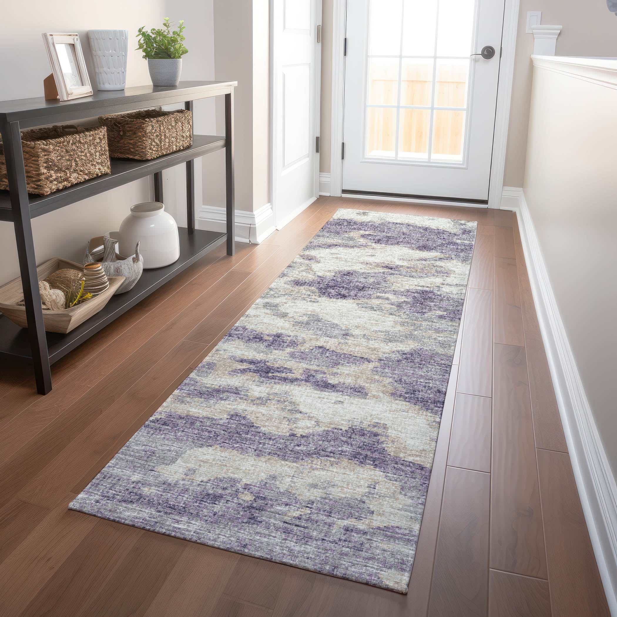 Florence Machine Washable Transitional Purple Rug 2'3" x 7'6" #shape_Runner