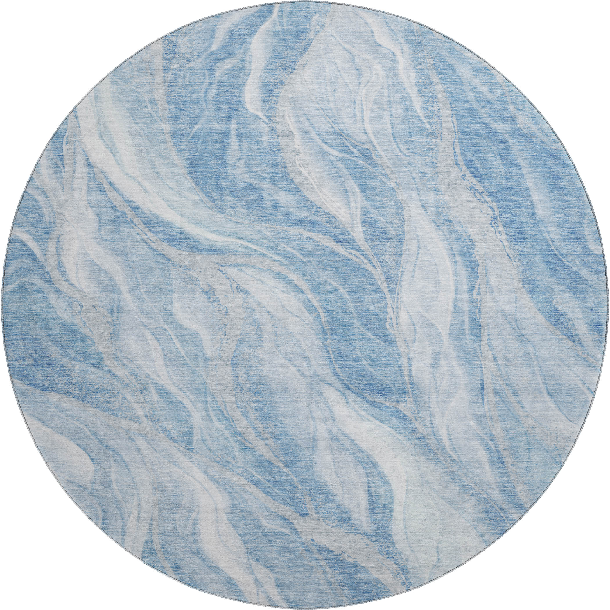 Dublin Machine Washable Transitional Blue Rug 8' x 8' #shape_Round