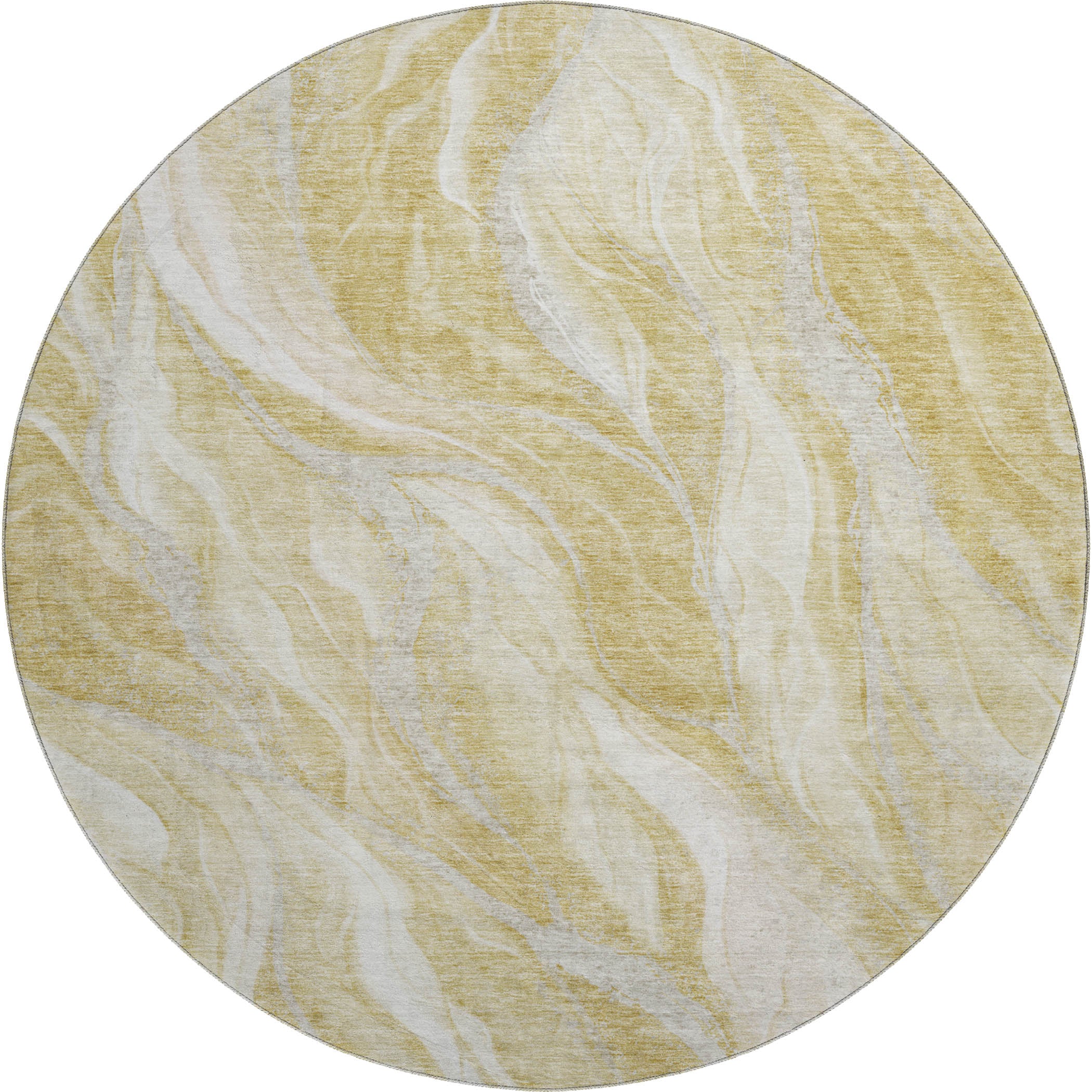 Dublin Machine Washable Transitional Gold Rug 8' x 8' #shape_Round