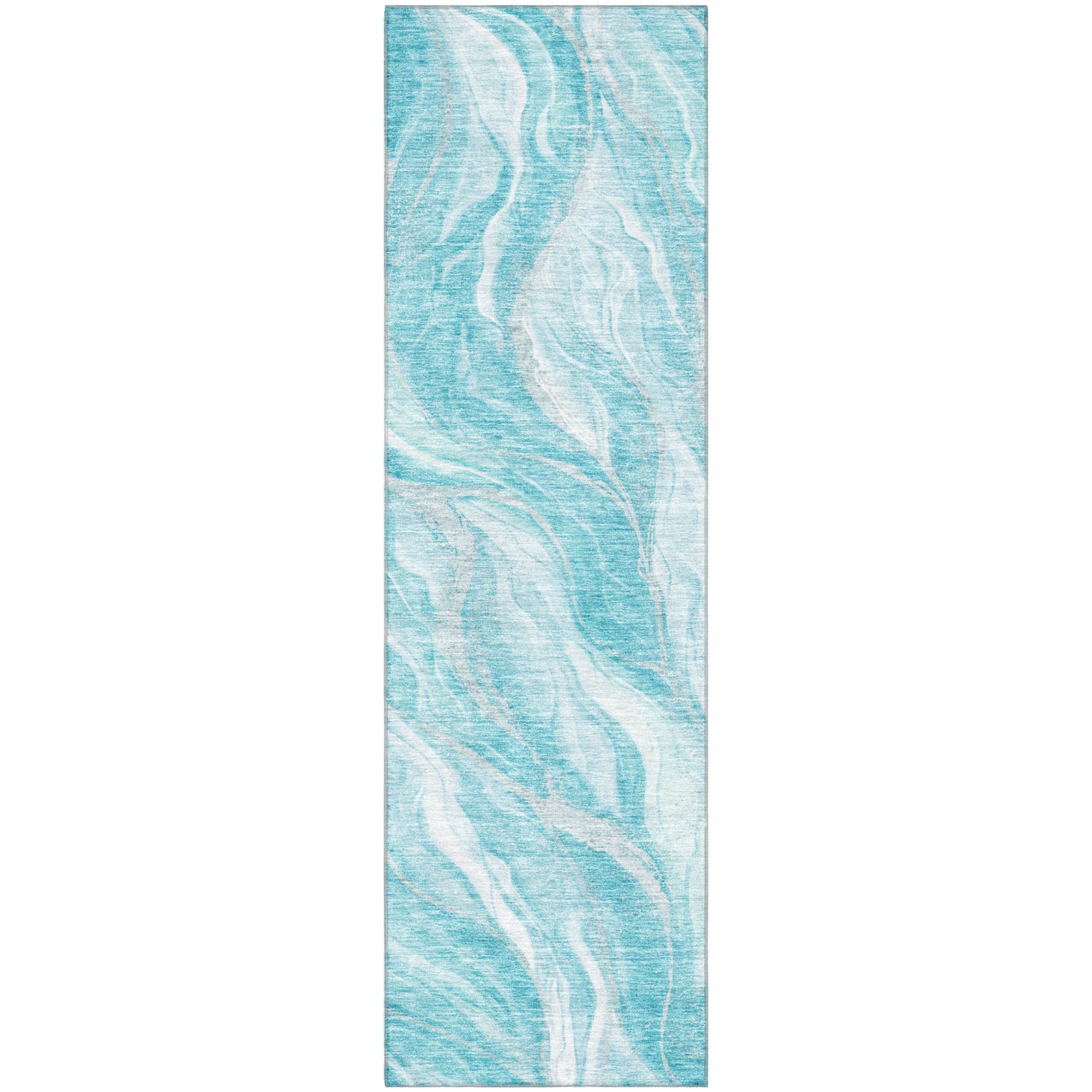 Dublin Machine Washable Transitional Teal Rug 2'3" x 7'6" #shape_Runner