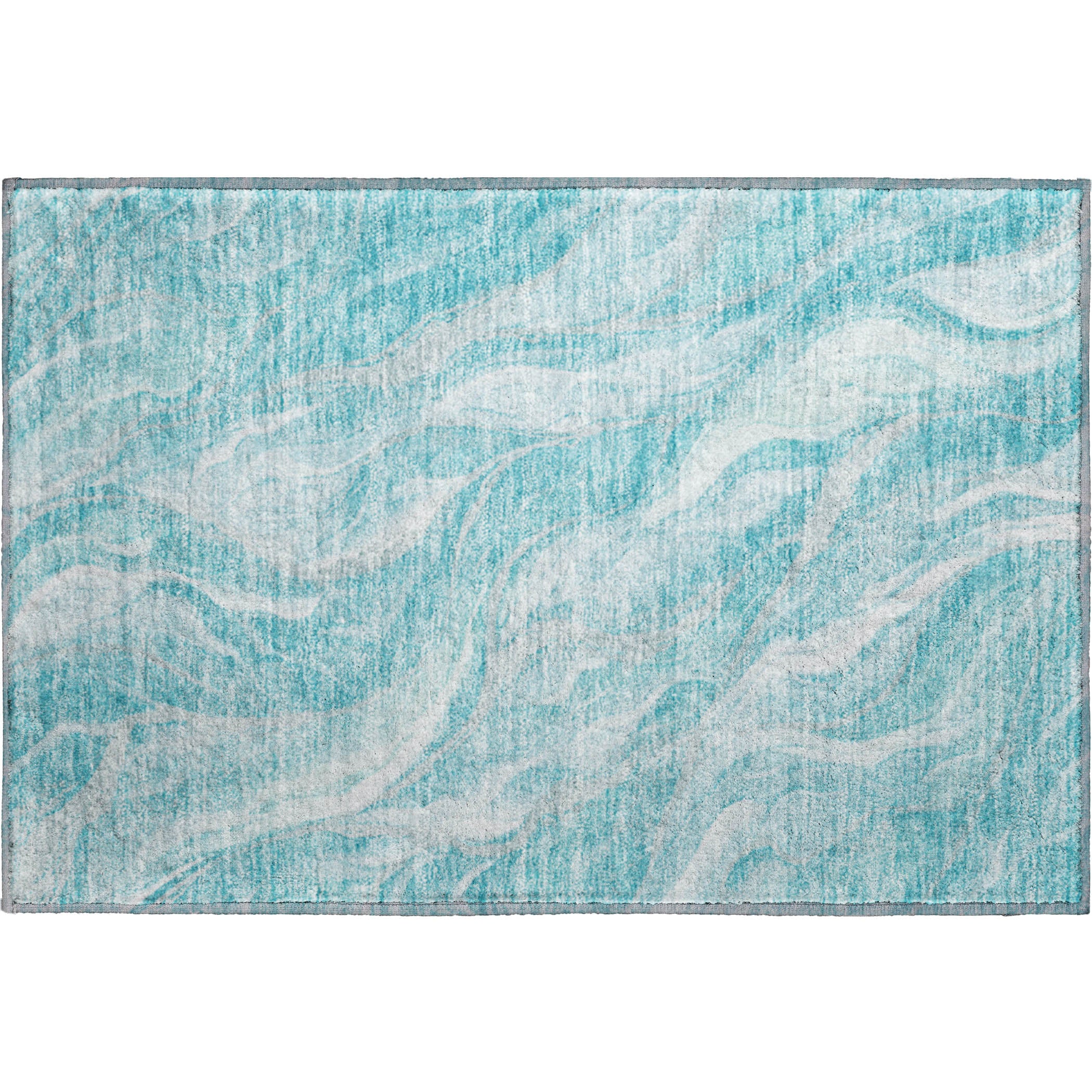Dublin Machine Washable Transitional Teal Rug 1'8" x 2'6" #shape_Rectangle