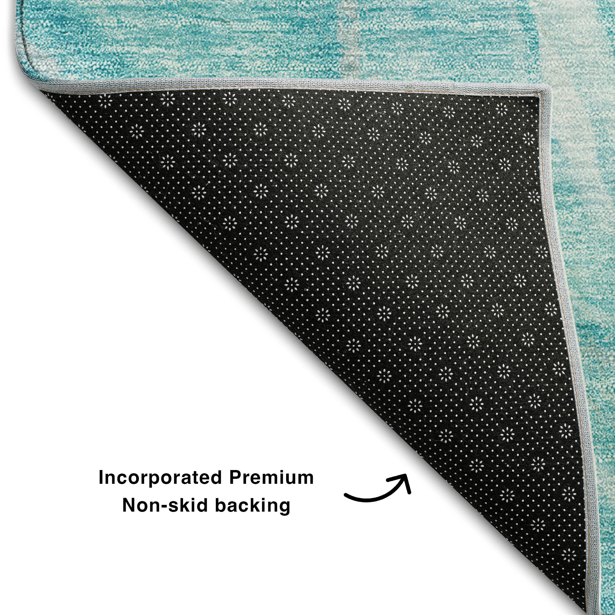 Dublin Machine Washable Transitional Teal Rug 1'8" x 2'6" #shape_Rectangle