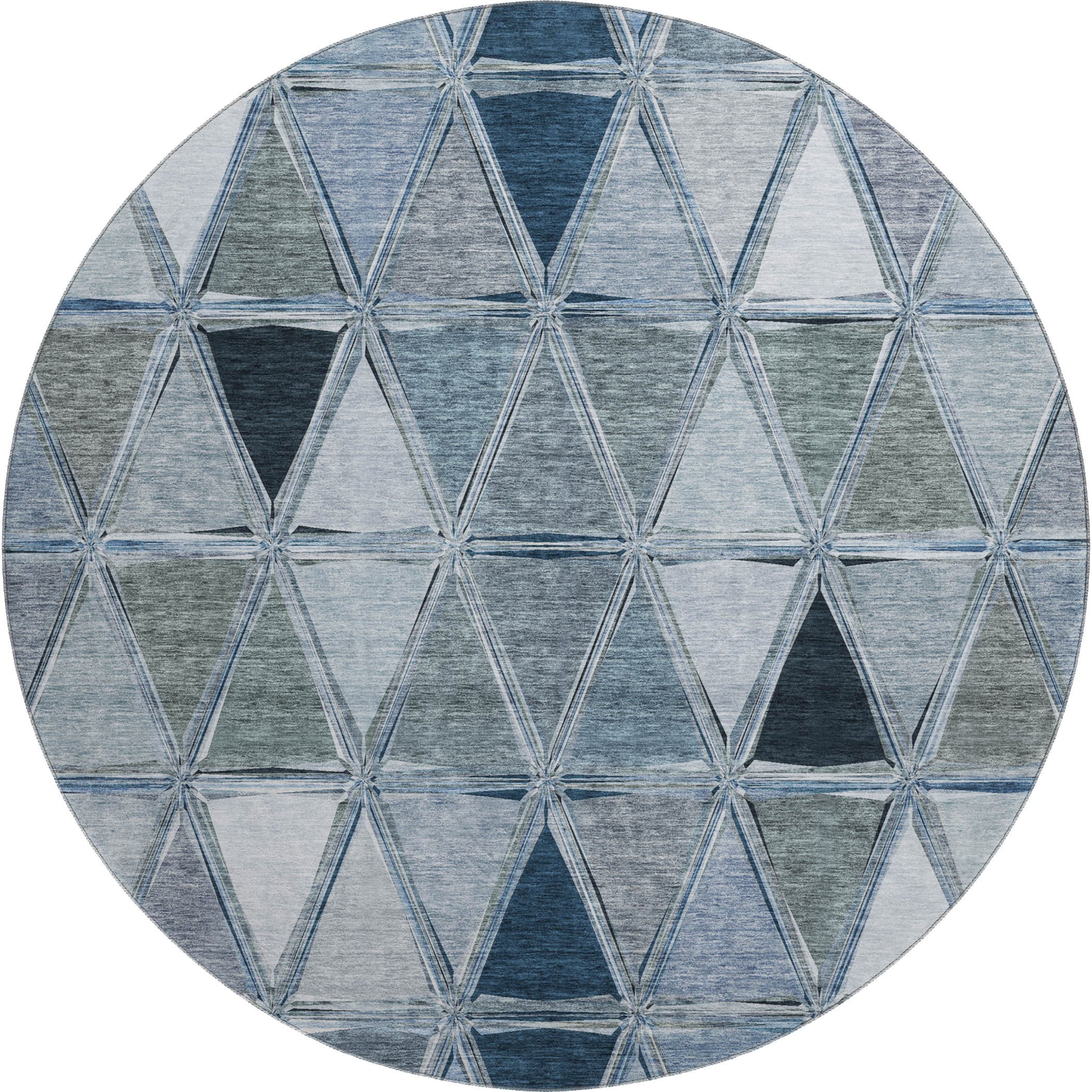 Lucerne Machine Washable Transitional Blue Rug 8' x 8' #shape_Round