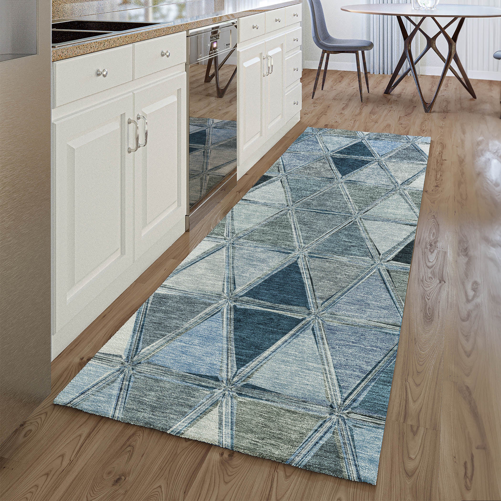Lucerne Machine Washable Transitional Blue Rug 2'3" x 7'6" #shape_Runner