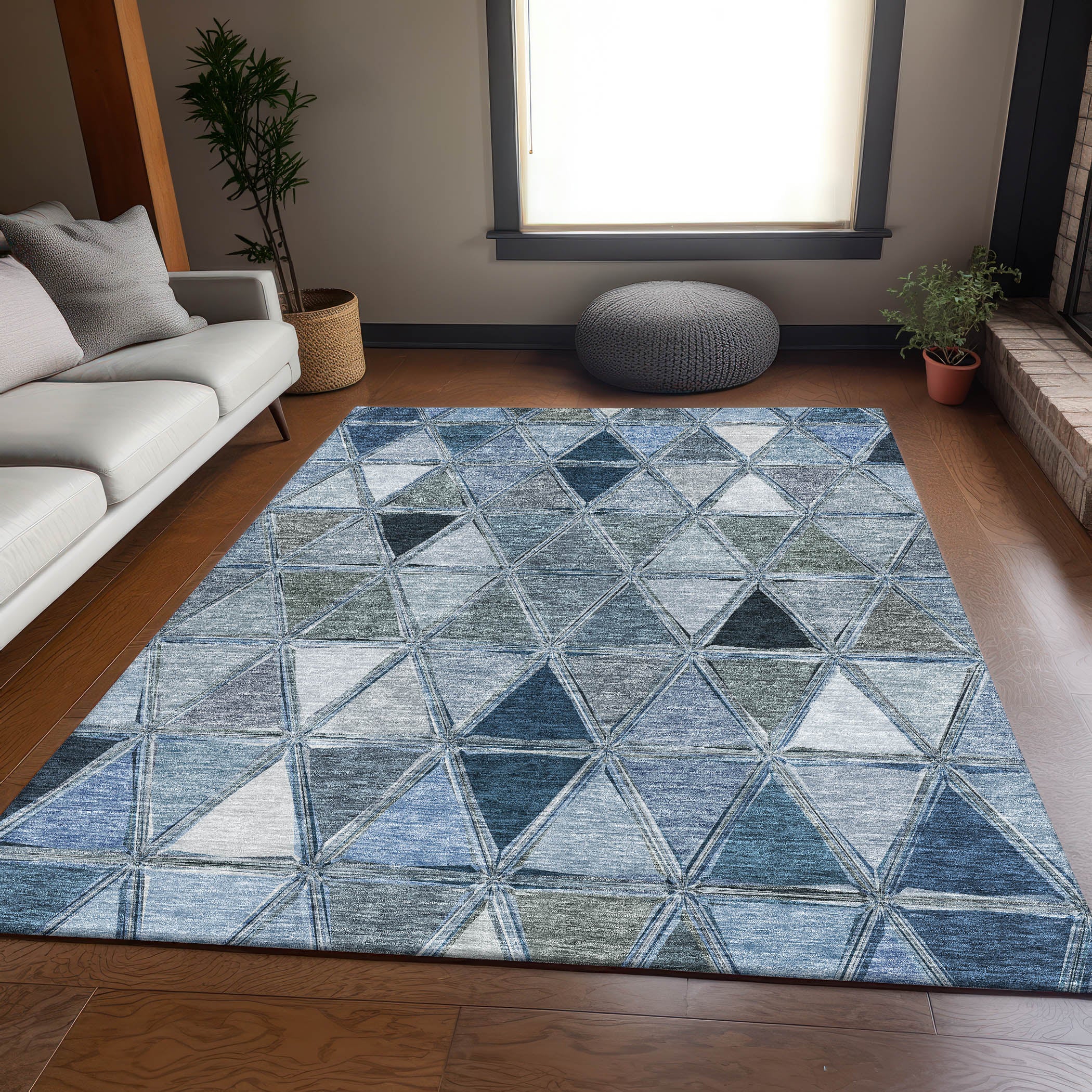 Lucerne Machine Washable Transitional Blue Rug 2'6" x 3'10" #shape_Rectangle