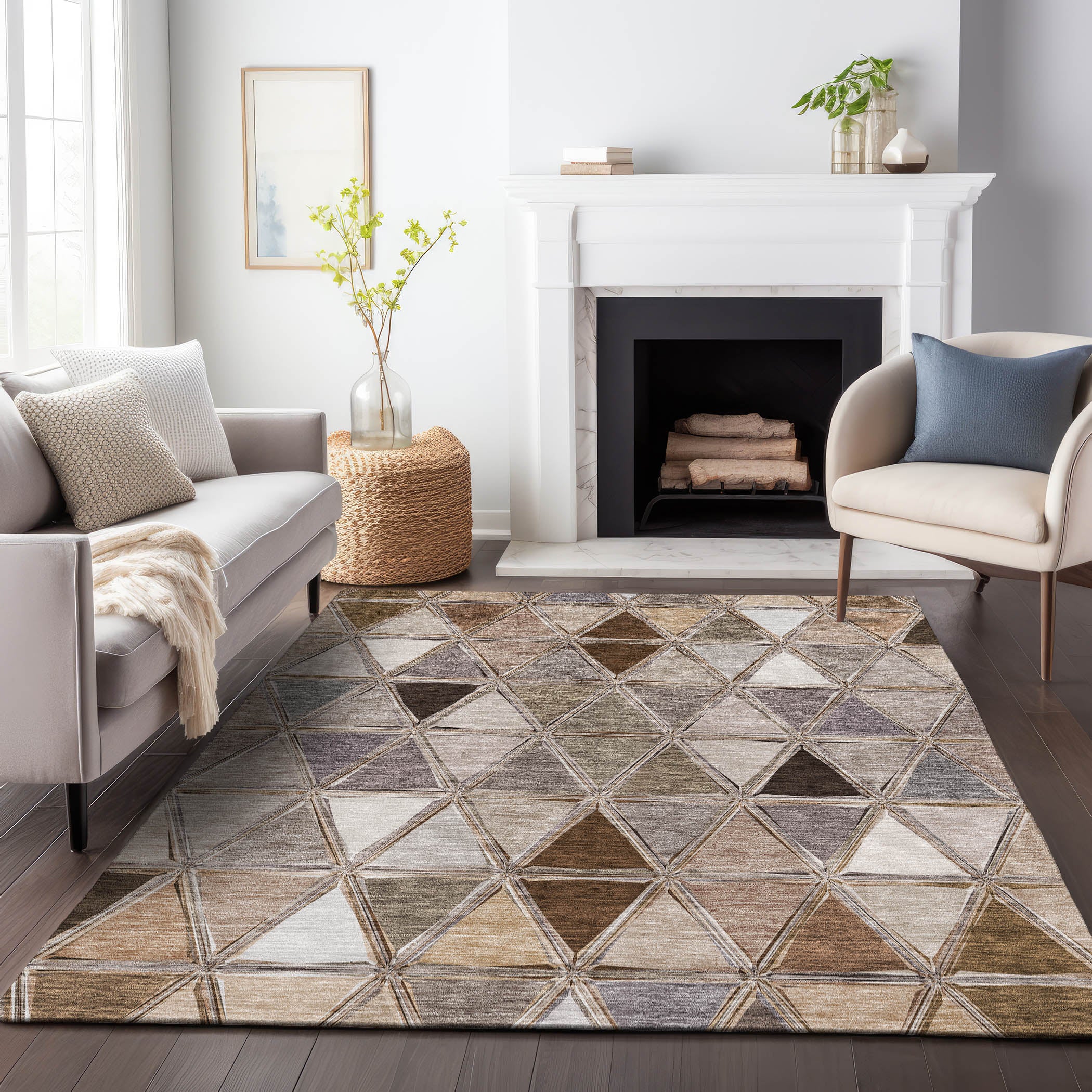 Lucerne Machine Washable Transitional Brown Rug 2'6" x 3'10" #shape_Rectangle
