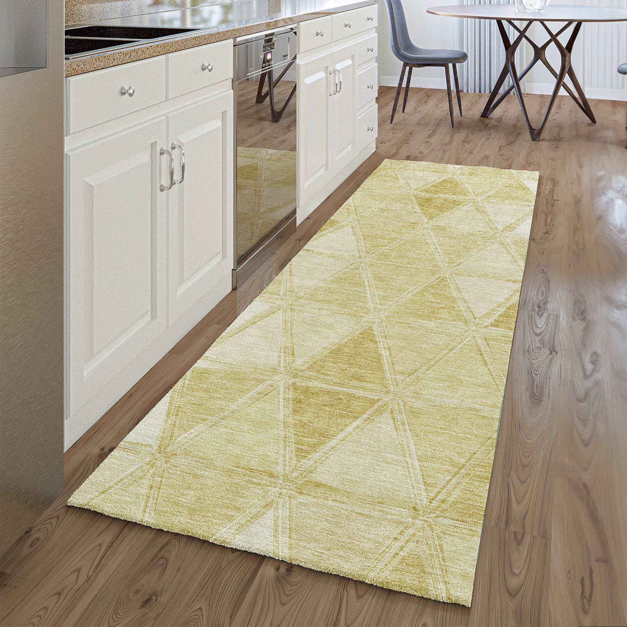 Lucerne Machine Washable Transitional Gold Rug 2'3" x 7'6" #shape_Runner