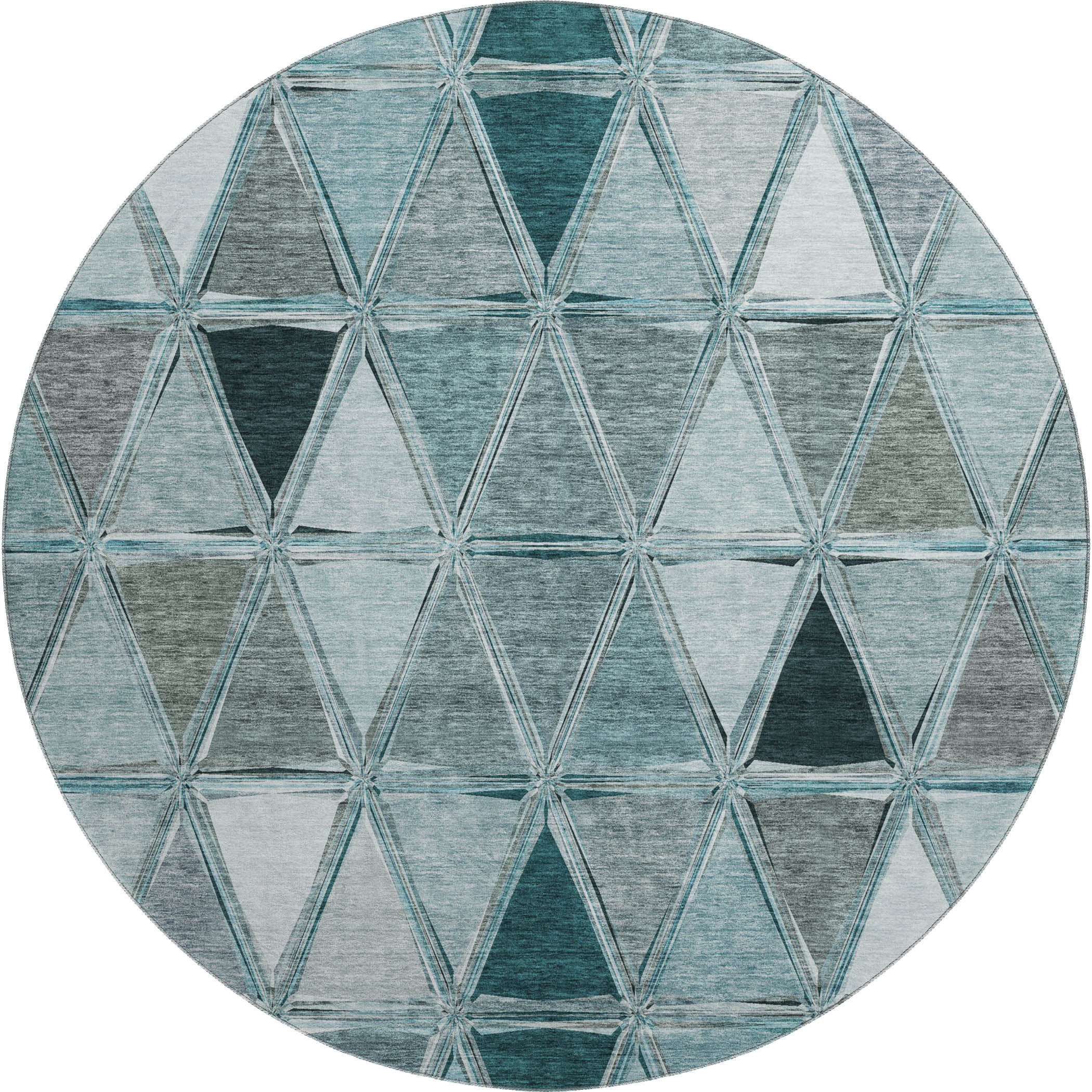Lucerne Machine Washable Transitional Teal Rug 8' x 8' #shape_Round