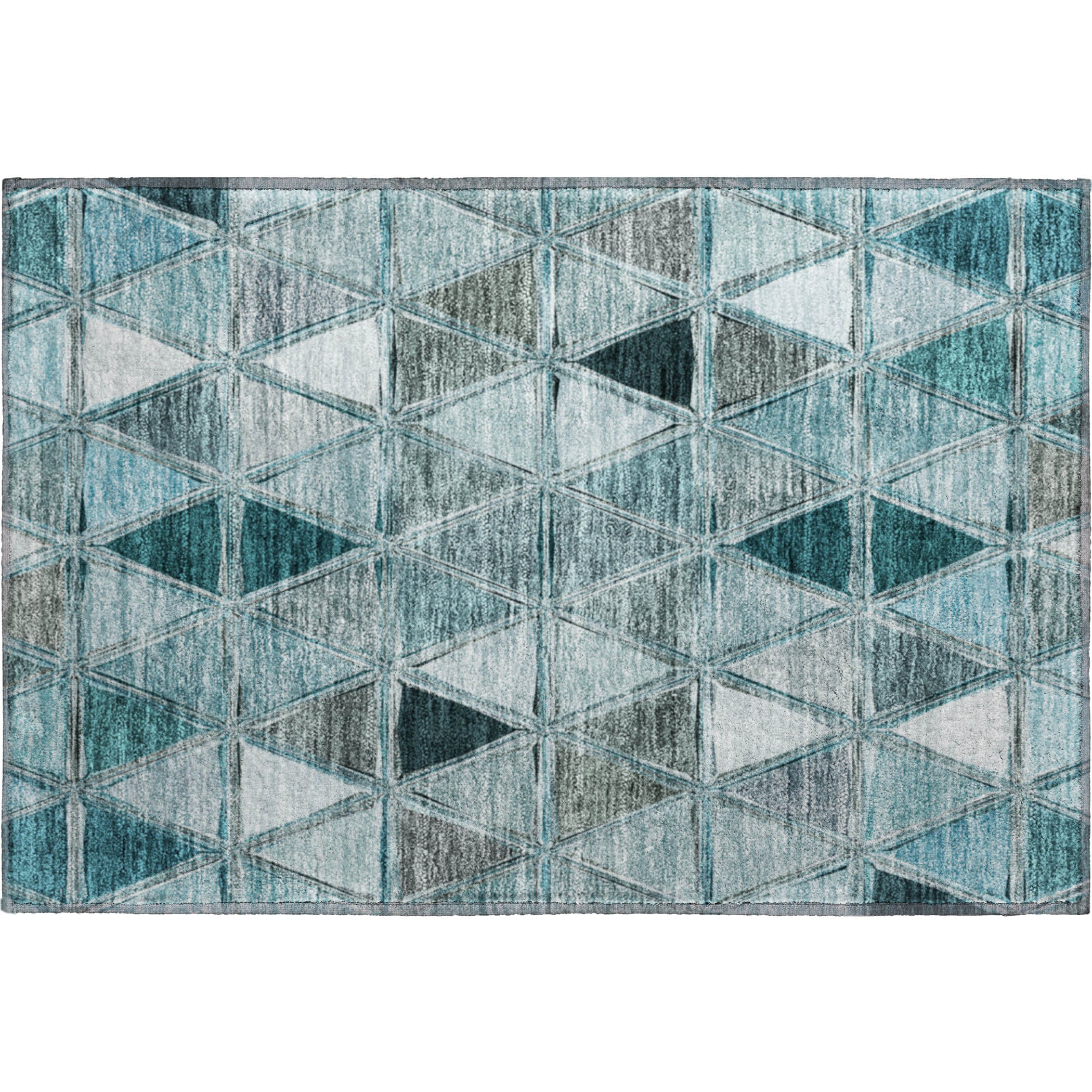 Lucerne Machine Washable Transitional Teal Rug 1'8" x 2'6" #shape_Rectangle