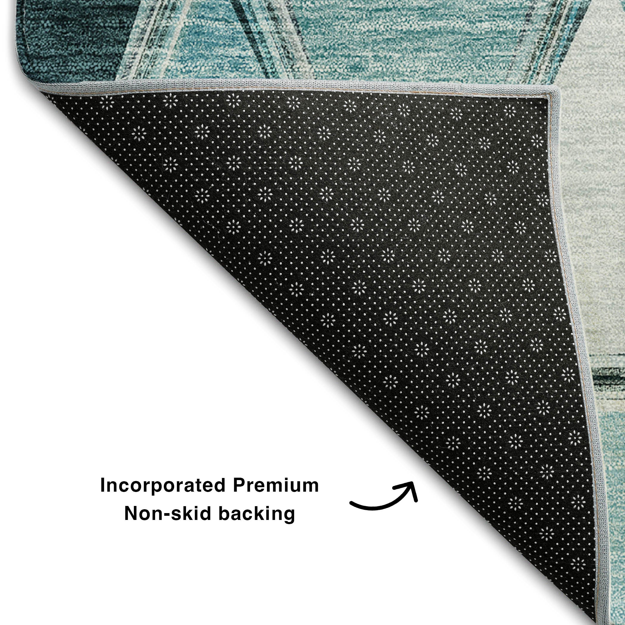 Lucerne Machine Washable Transitional Teal Rug 1'8" x 2'6" #shape_Rectangle