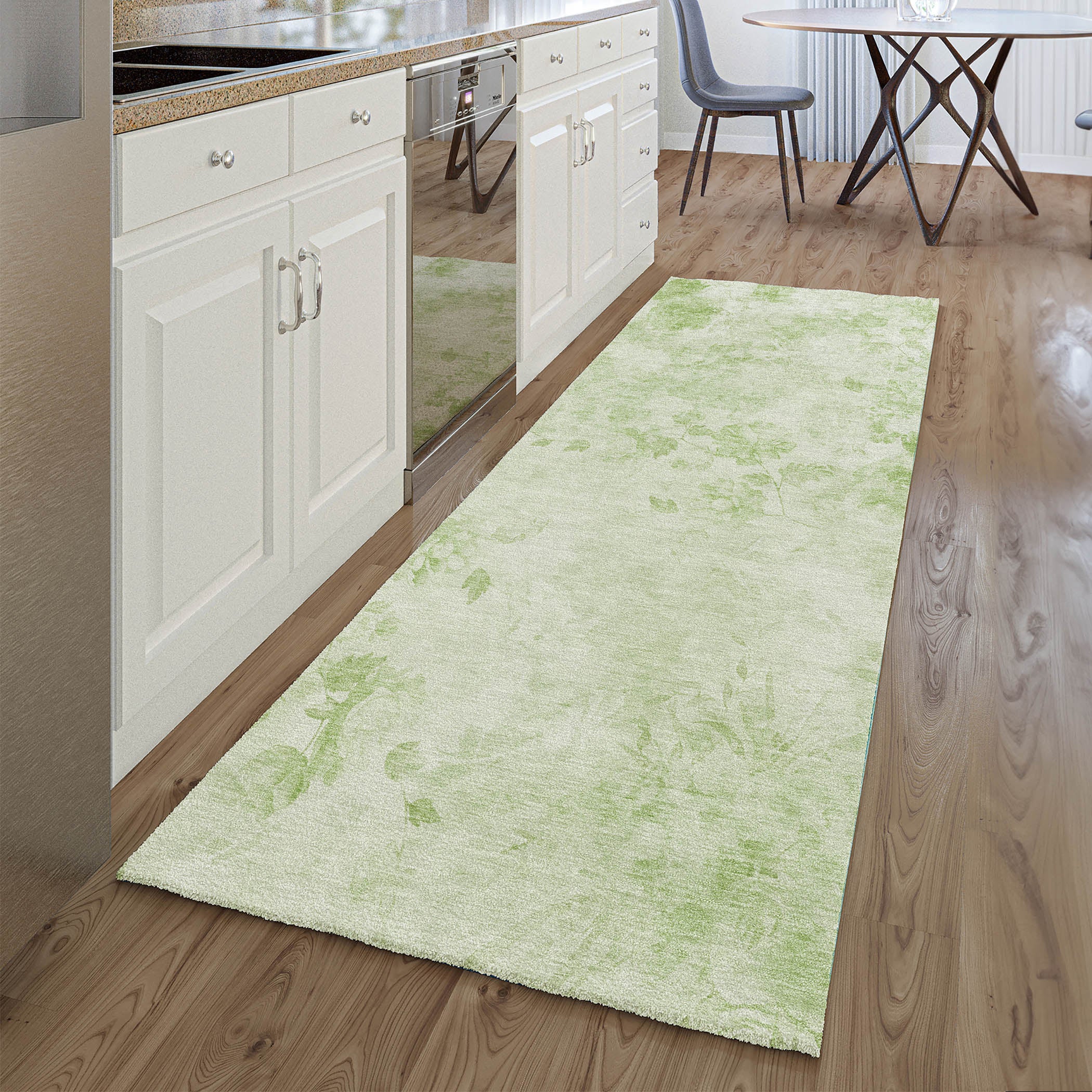 Chiang Mai Machine Washable Transitional Aloe Green Rug 2'3" x 7'6" #shape_Runner
