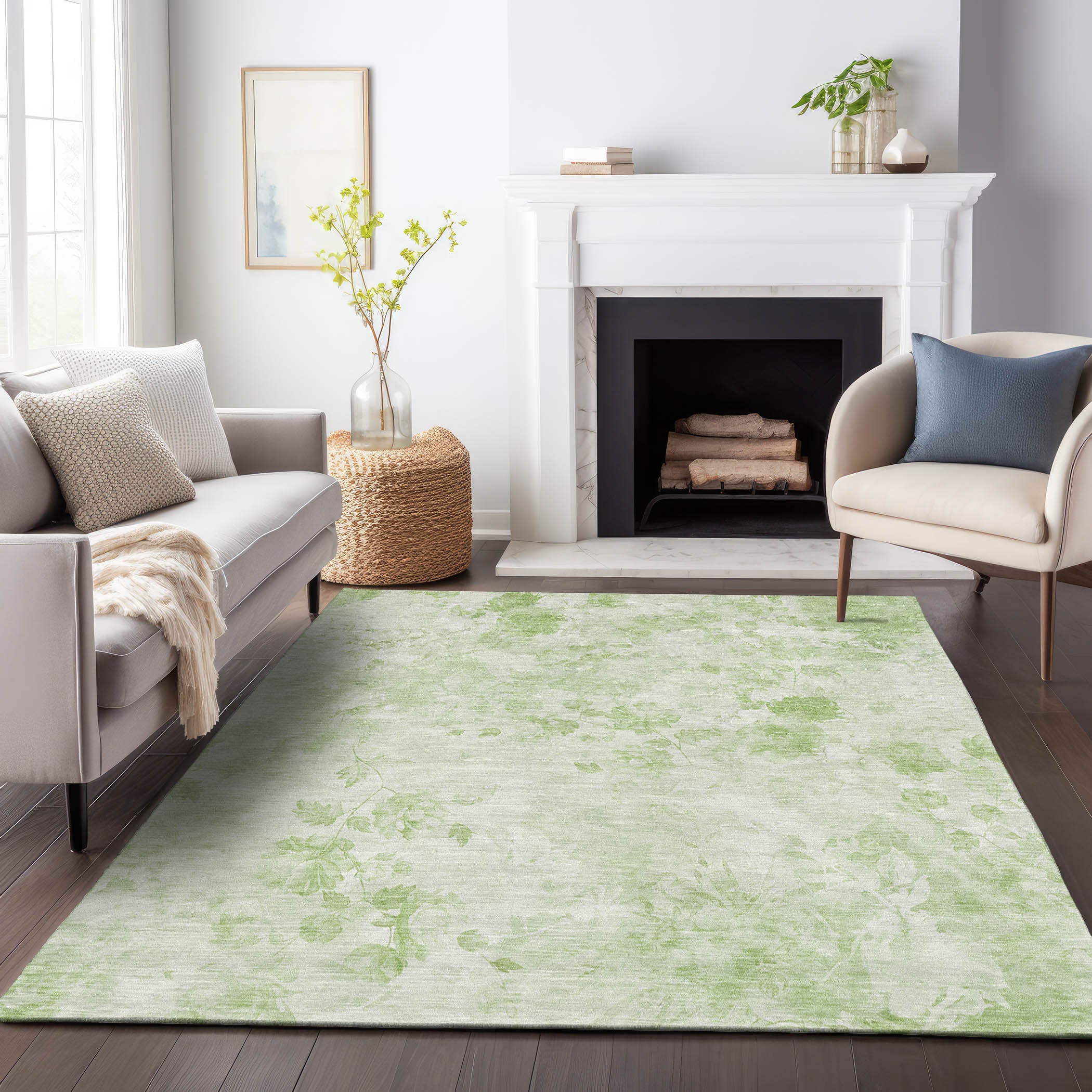 Chiang Mai Machine Washable Transitional Aloe Green Rug 2'6" x 3'10" #shape_Rectangle